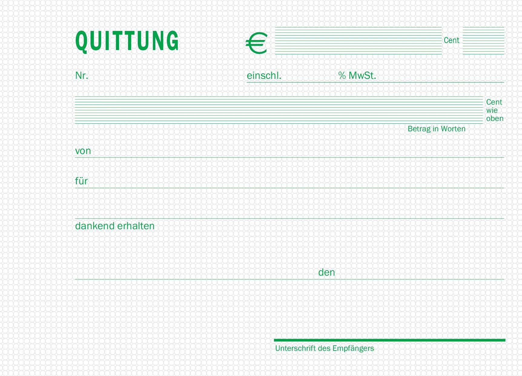 Exacompta 10x Quittungen A6 Quer 2x40 Blatt MwSt inkl. - Motiv - 12612B