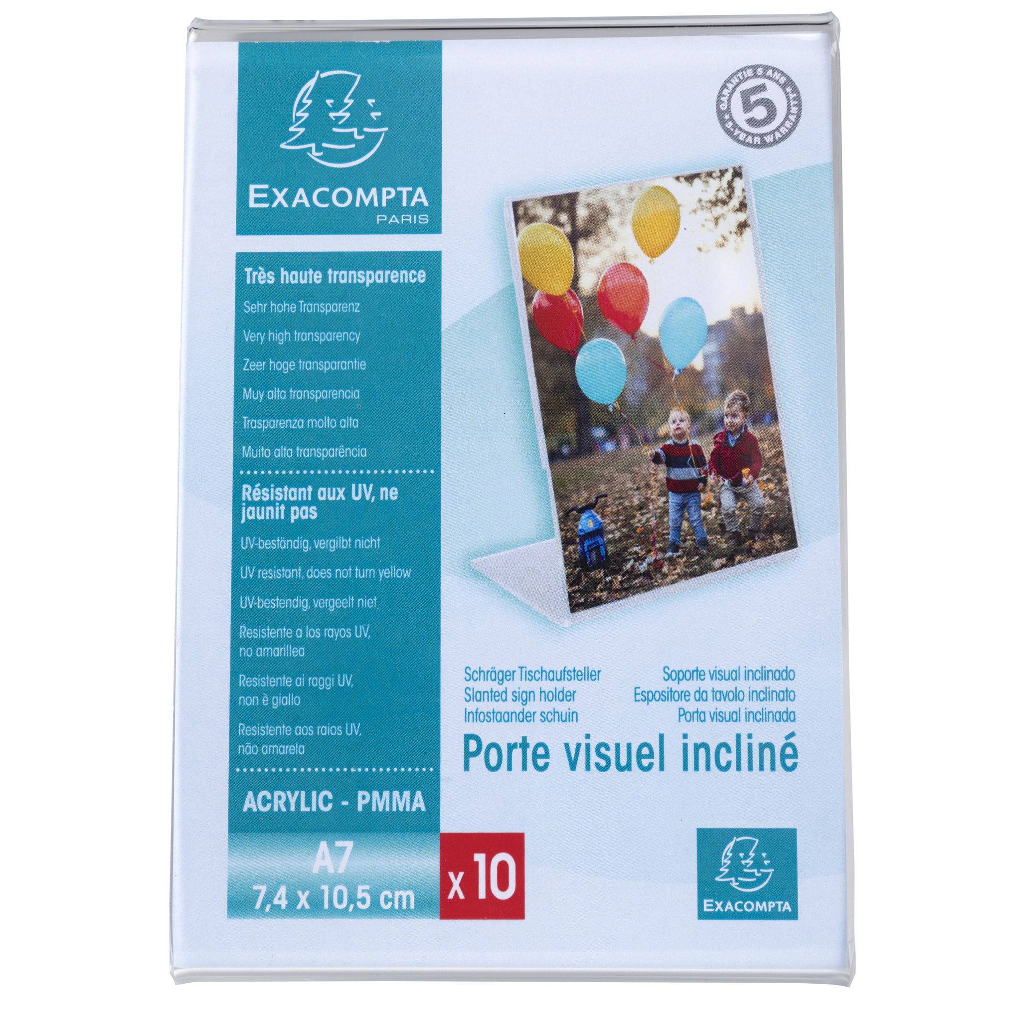 Exacompta 10x Exacpmpta Set 10 Tischaufstellern A7 Hochformat Kristall 87058HD