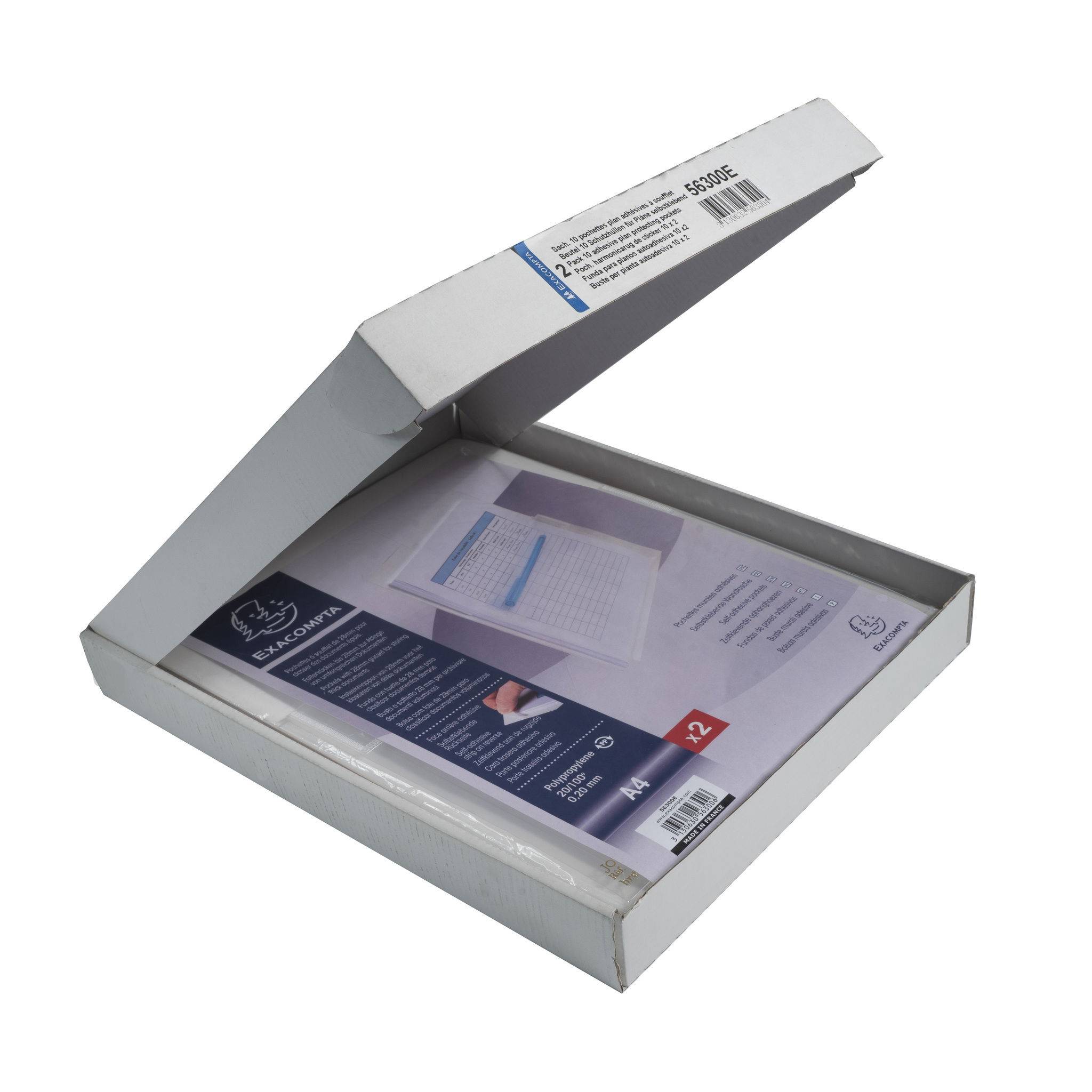 Exacompta 10x 2 Schutzhüllen selbstklebend PP A4 Übergröße Kristall 56300E