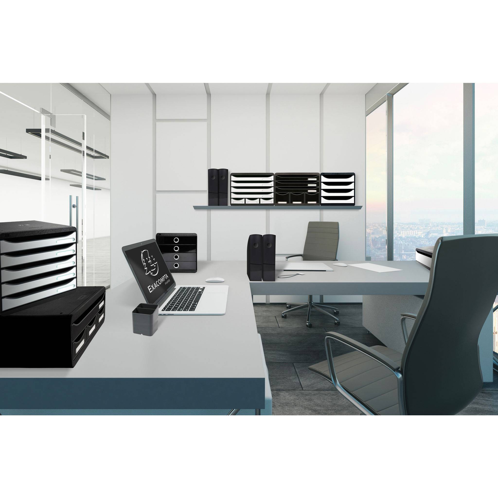 Exacompta 6x Briefablage COMBO MIDI, Kollektion Office - Dunkelgrau - 113207D