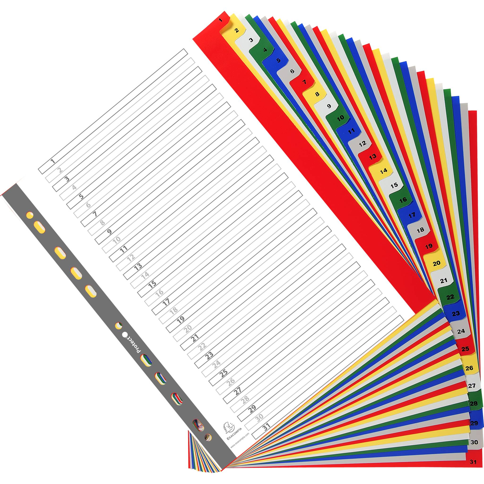 Exacompta 20x Farbige Register aus PP, 31-teilig, für DIN A4+ - sortiert| - 88E