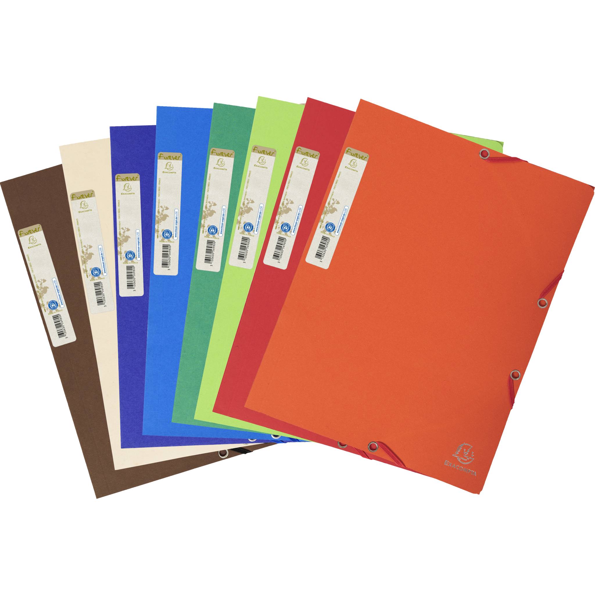 Exacompta 25x Sammelmappe +Gummizug 3 Klappen A4 RC Kart. sortiert 56980E