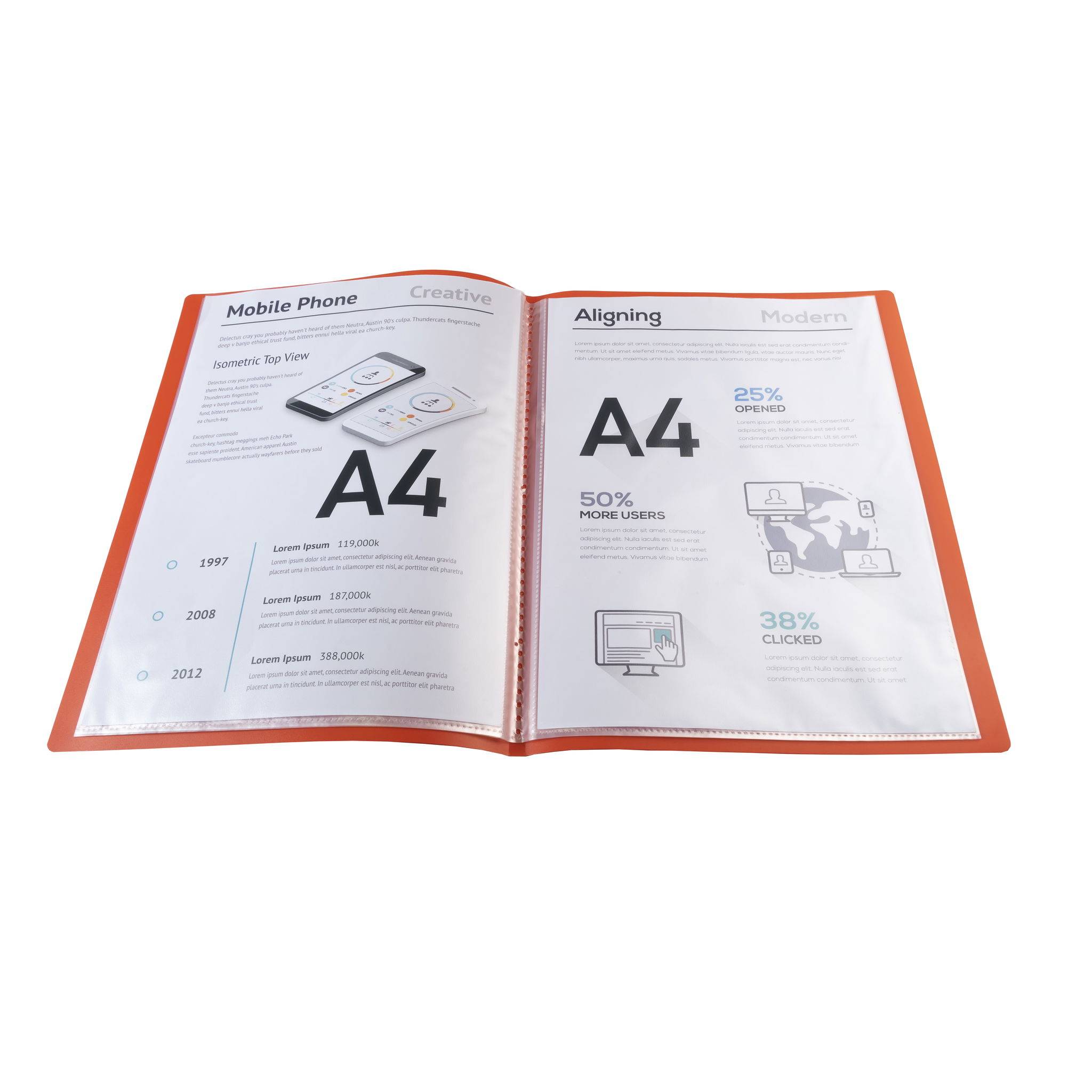 Exacompta 25x Sichtmappe A4 flexiblem Polypropylen, opak, 10 Hüllen, Rot, 8515E