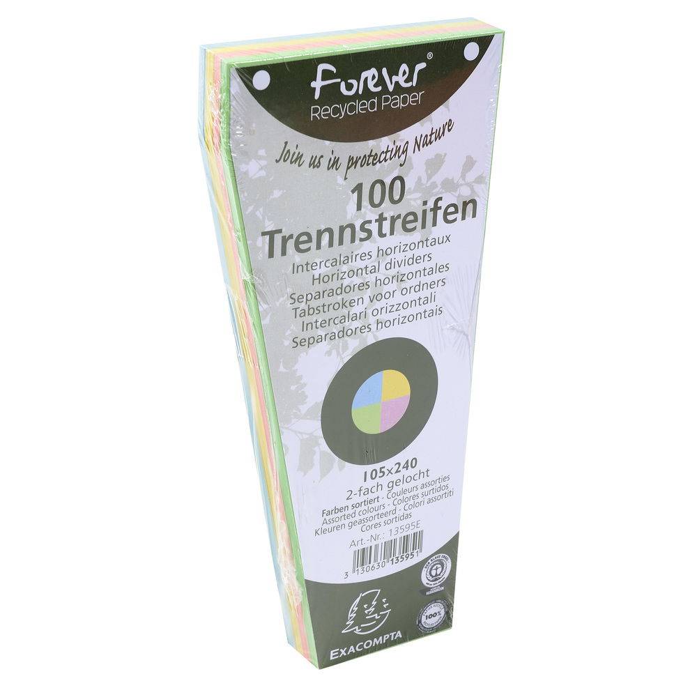 Exacompta 6x 100 Trennstreifen trapez gelocht RC Kart 105x240mm sortiert 13595E