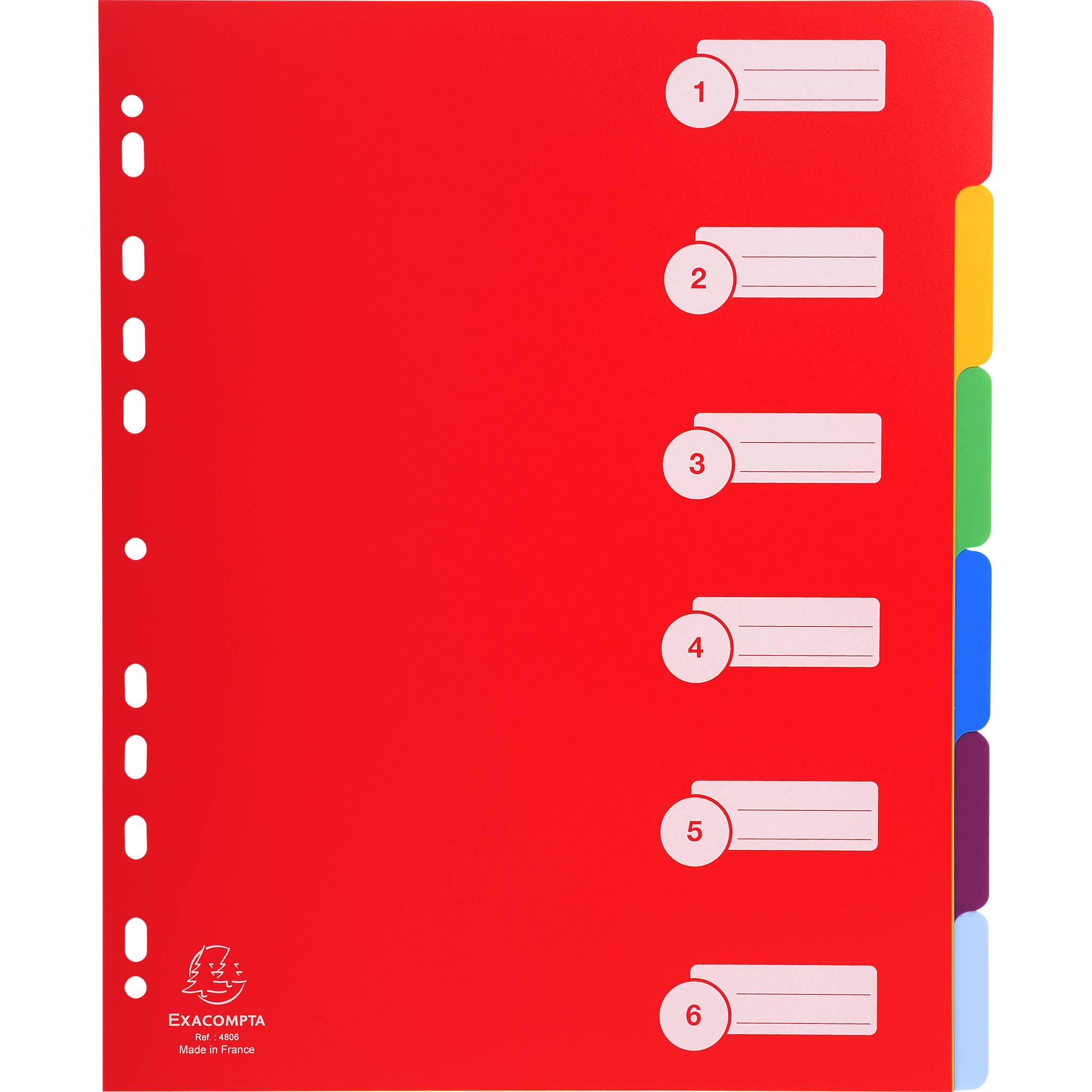 Exacompta 25x Register A4 Maxi PP 300µ, 6 neutrale Taben - sortiert - 4806E