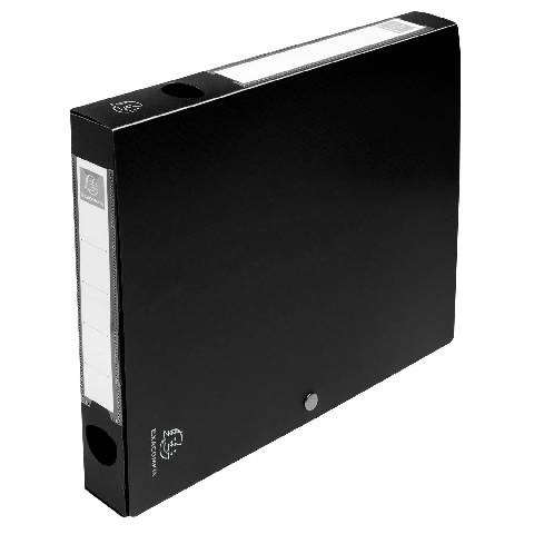 Exacompta 10x Archivbox + Knopf, PP 700µ, Rücken 40mm, A4, Schwarz, 54631E
