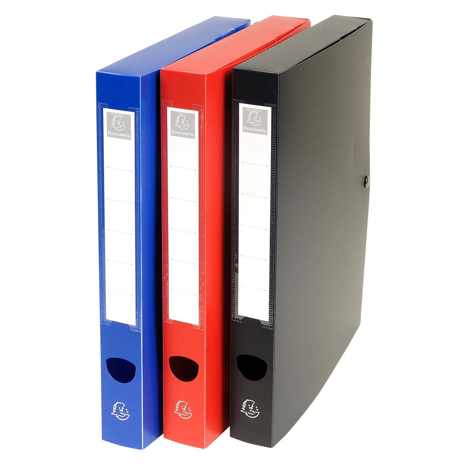 Exacompta 10x Archivbox + Knopf, PP 700µ, Rücken 40mm, A4, Schwarz, 54631E