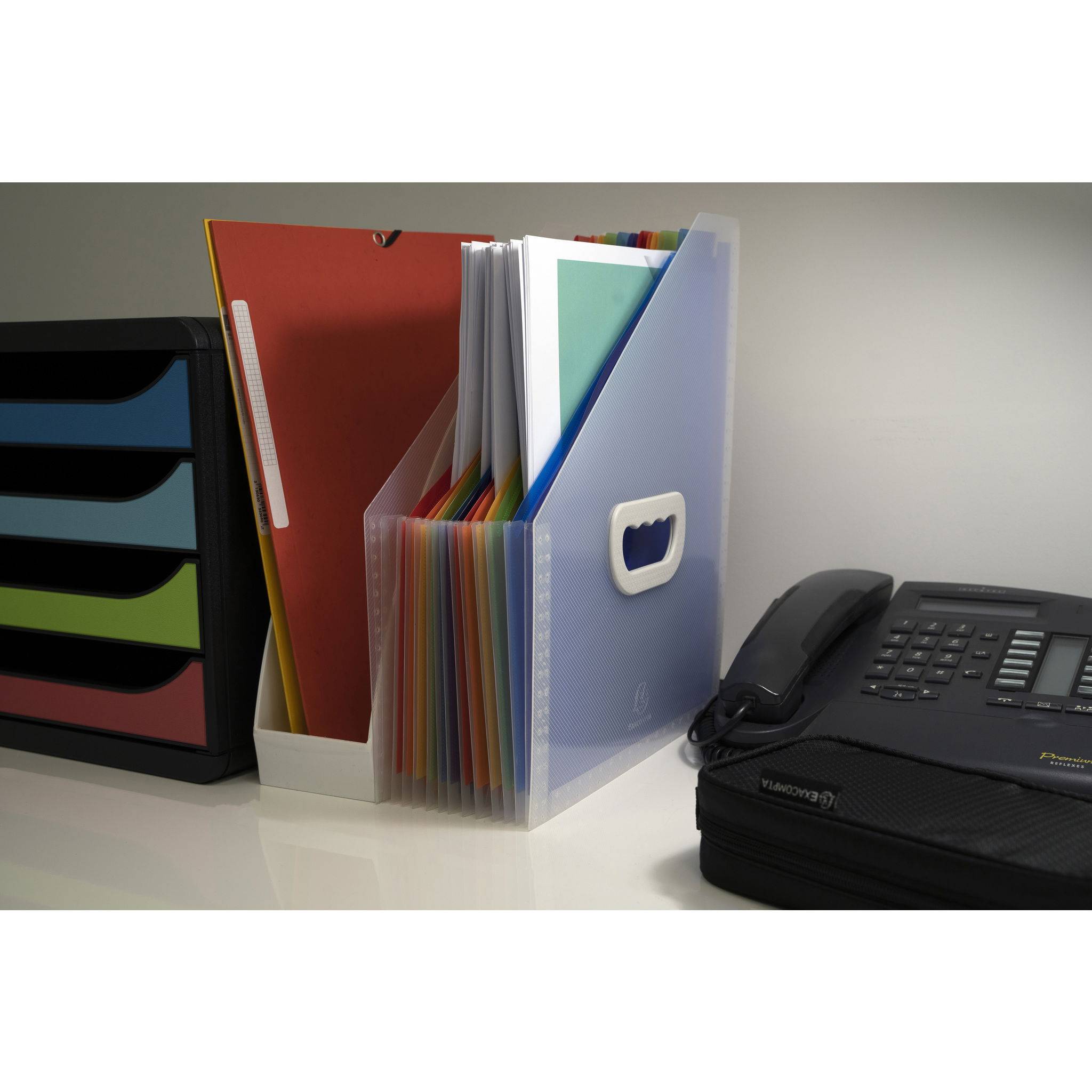 Exacompta 4x Fächer-Stehsammler 12-teilig aus PP - Crystal - Kristall - 55598E