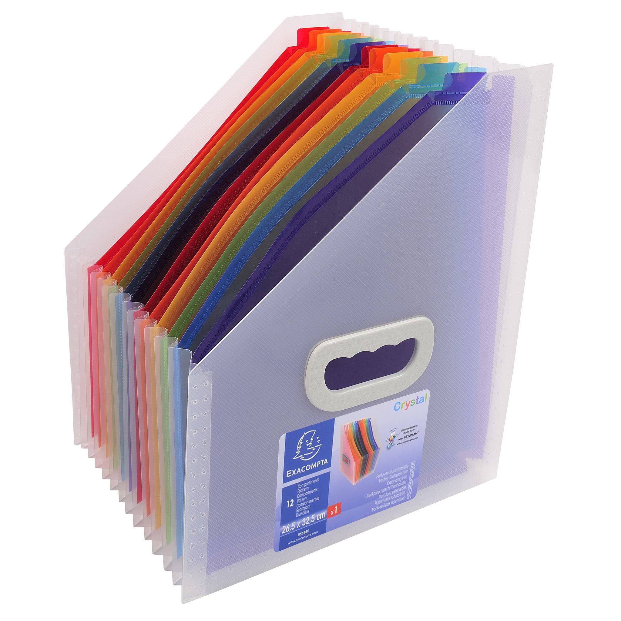 Exacompta 4x Fächer-Stehsammler 12-teilig aus PP - Crystal - Kristall - 55598E