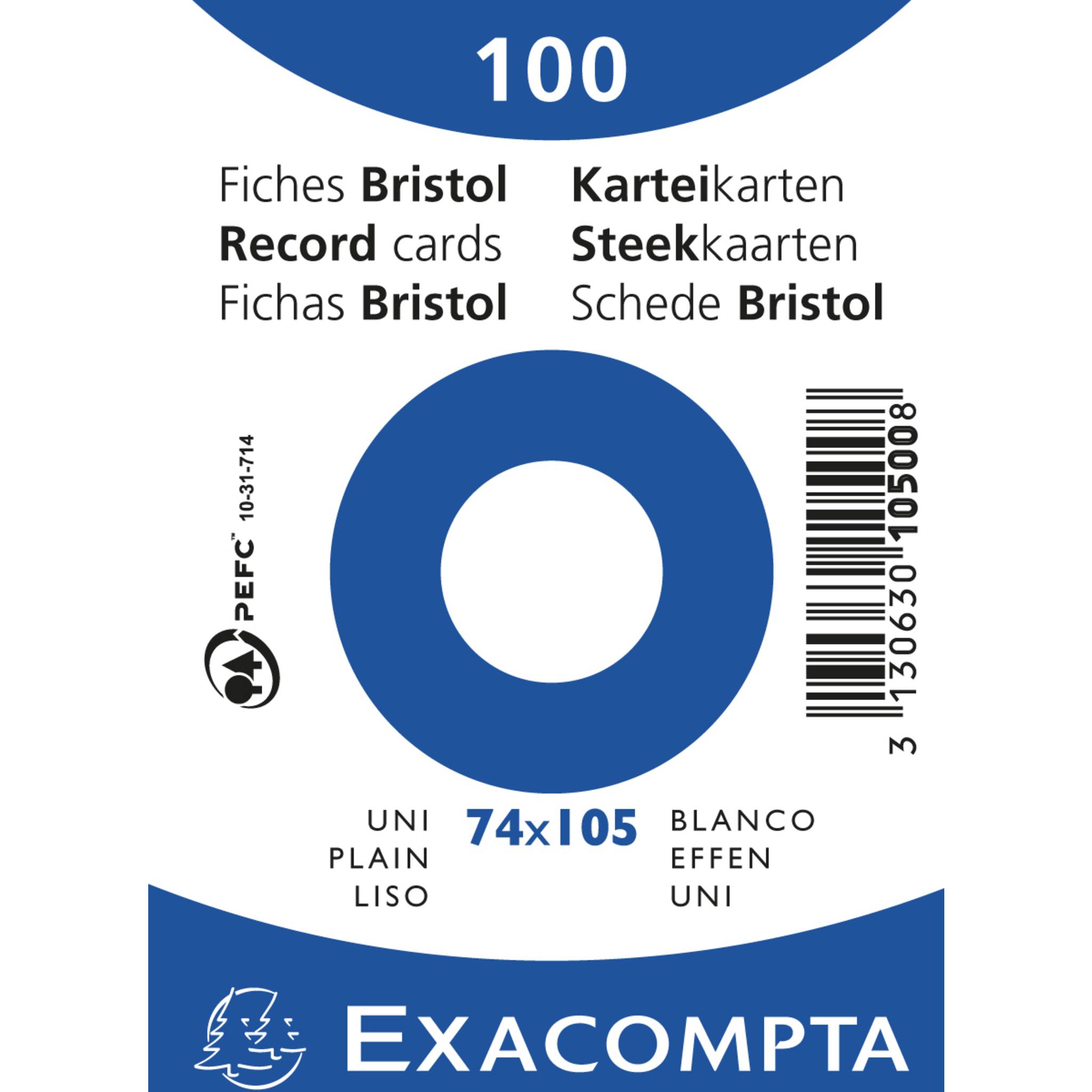 Exacompta 40x Karteikarten A7 blanko, 100 Stück eingeschweißt - Weiß - 10500SE