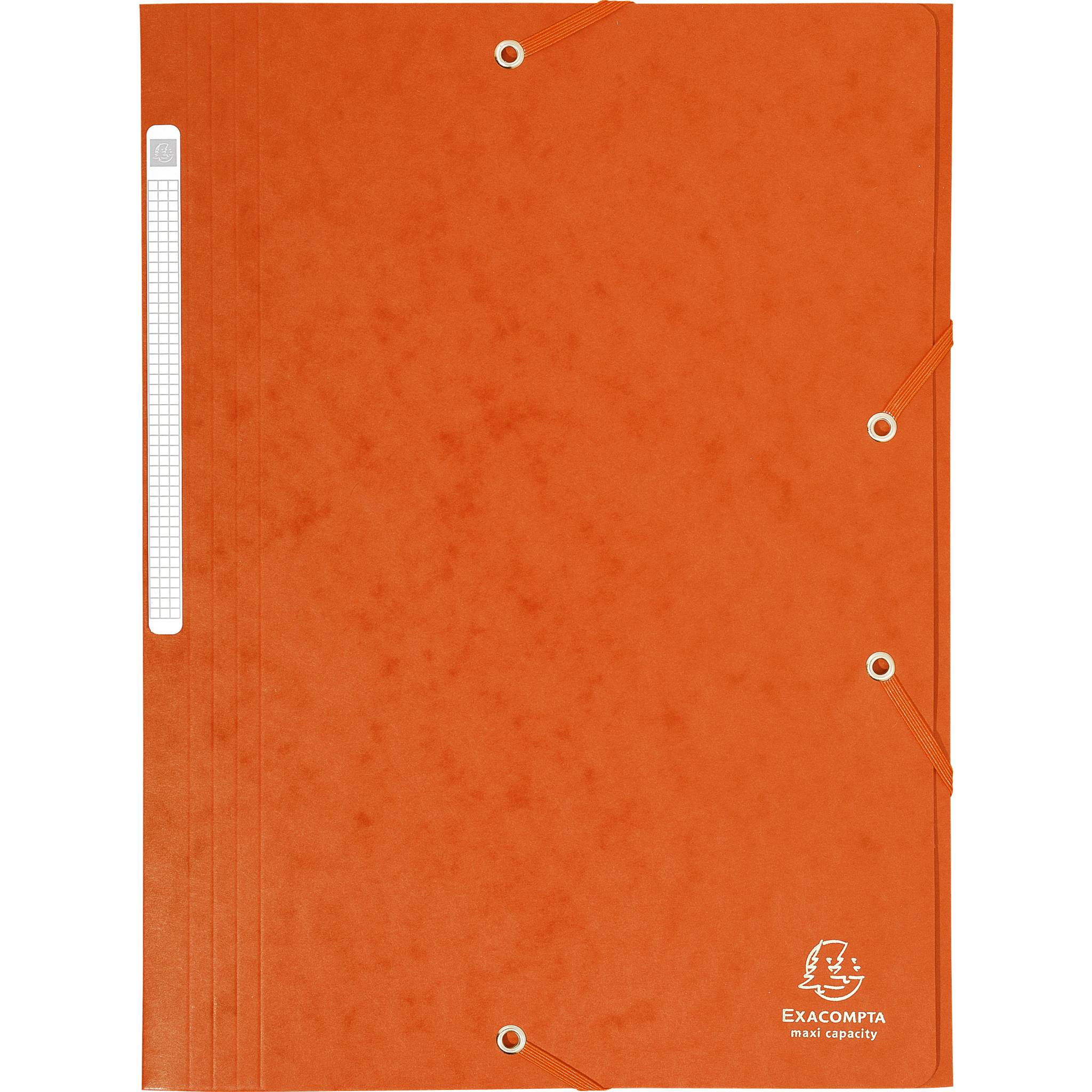 Exacompta 25x Sammelmappe + Gummizug 3 Klappen Karton 425g A4 MAXI Orange 17117H