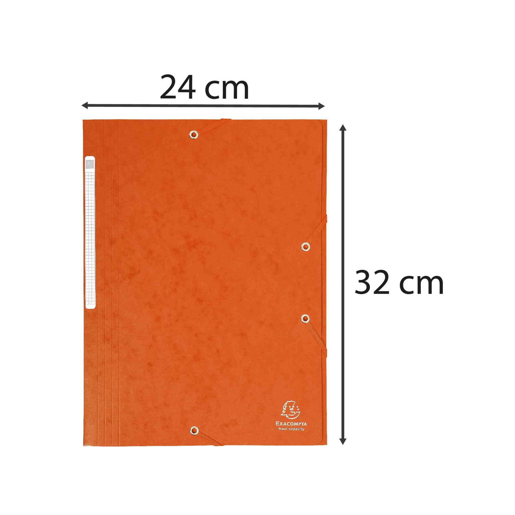 Exacompta 25x Sammelmappe + Gummizug 3 Klappen Karton 425g A4 MAXI Orange 17117H