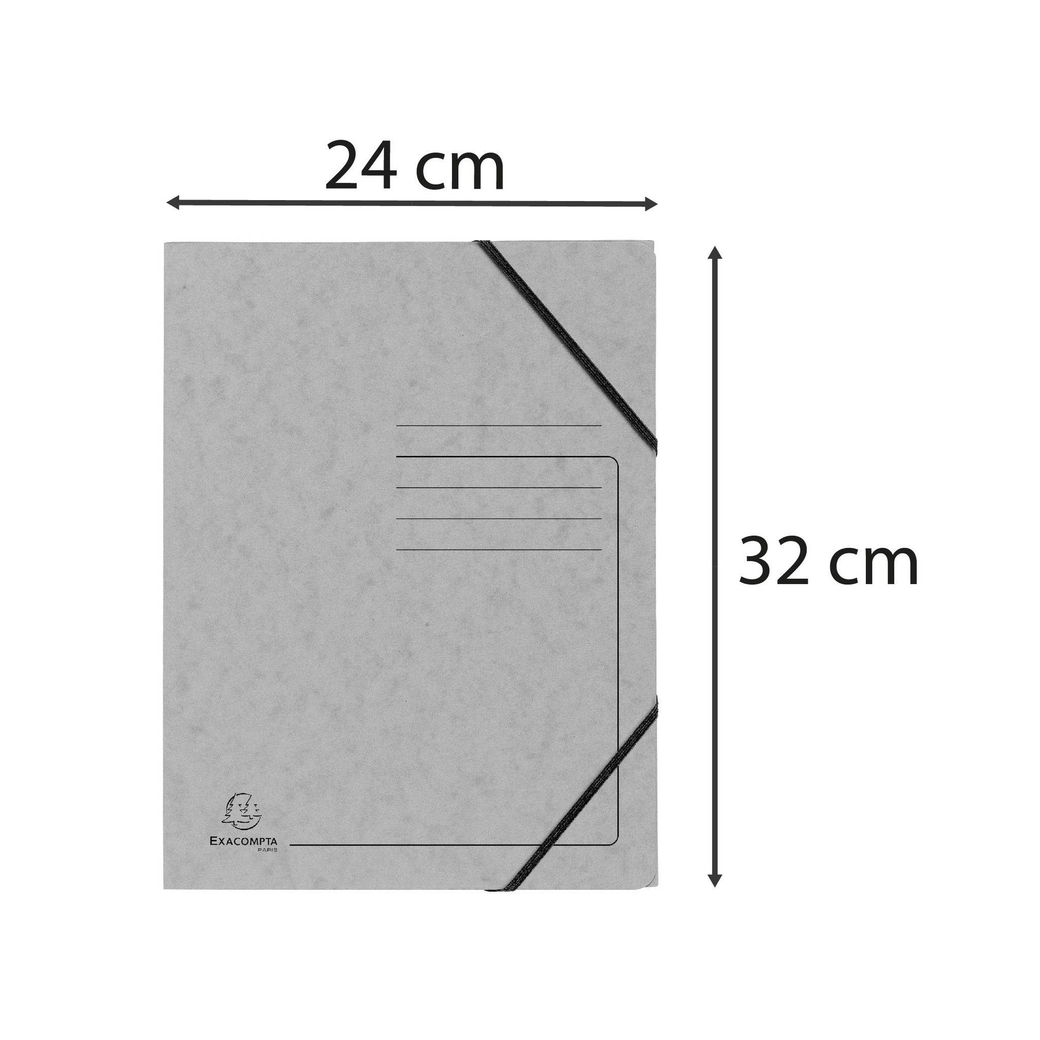 Exacompta 25x Eckspannmappe + Gummizug ohne Klappen, Karton, A4, Grau, 555471E