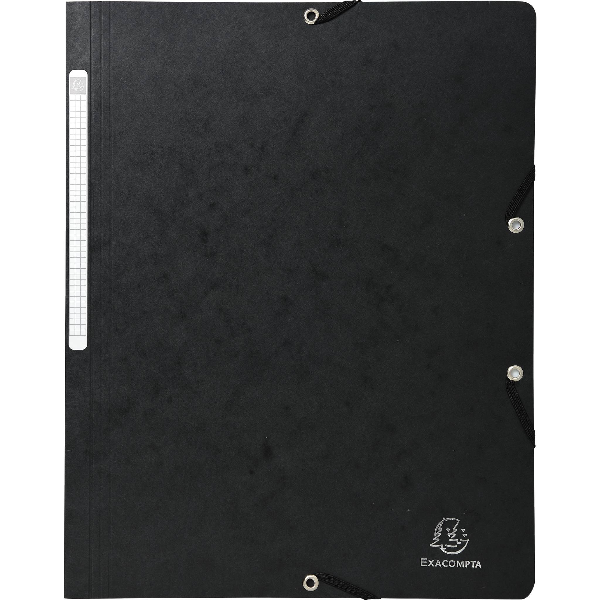 Exacompta 25x Eckspannmappe + Gummizug ohne Klappen, Karton, A4, Schwarz, 5561E