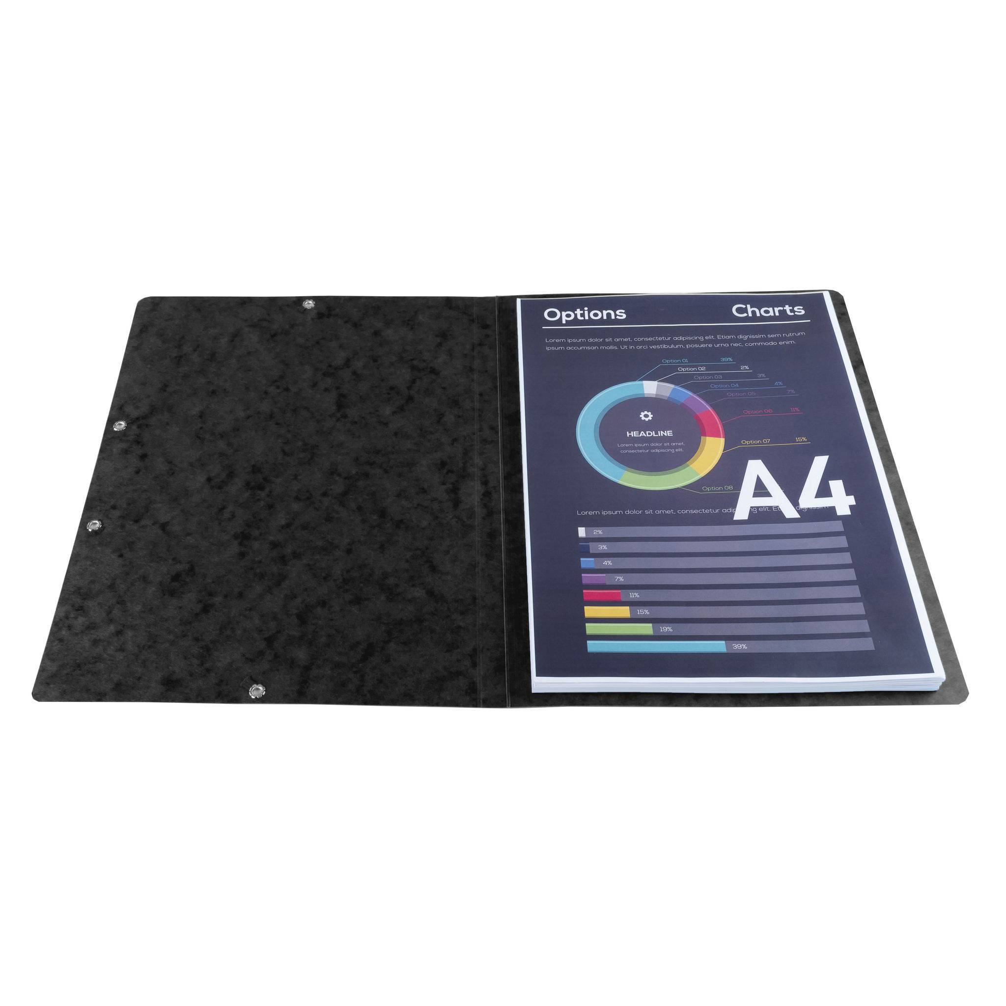 Exacompta 25x Eckspannmappe + Gummizug ohne Klappen, Karton, A4, Schwarz, 5561E