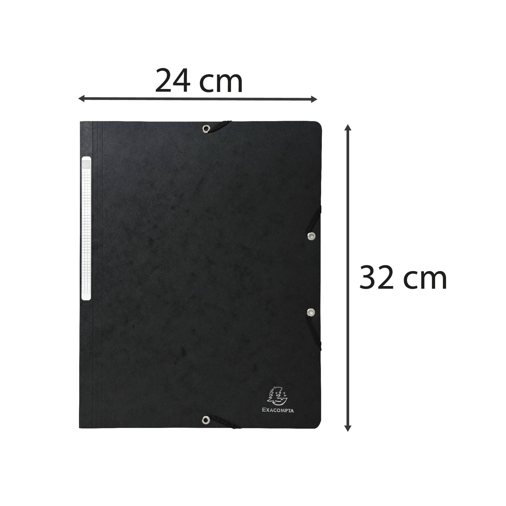 Exacompta 25x Eckspannmappe + Gummizug ohne Klappen, Karton, A4, Schwarz, 5561E