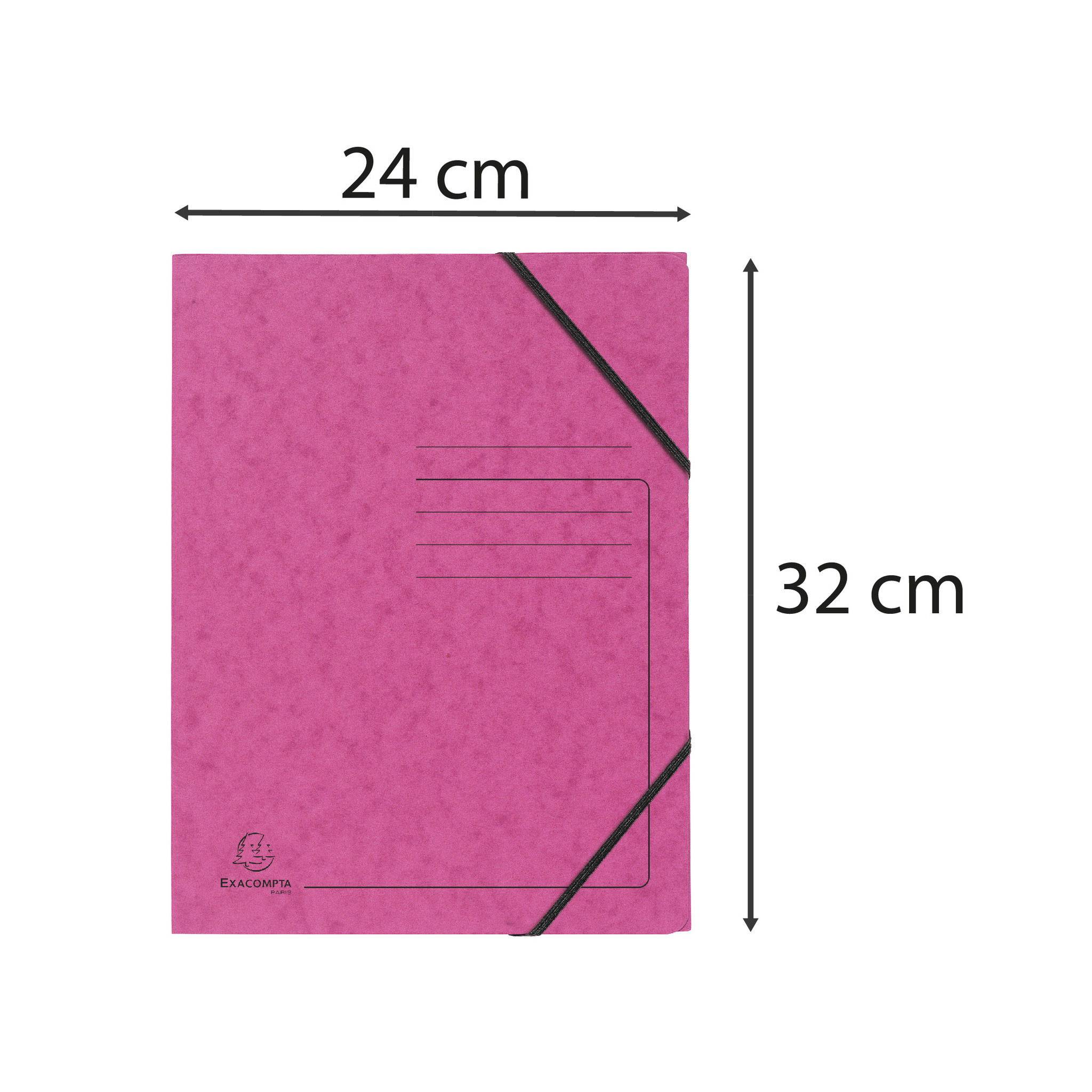 Exacompta 25x Eckspannmappe + Gummizug ohne Klappen, Karton, A4, Rosa, 555420E