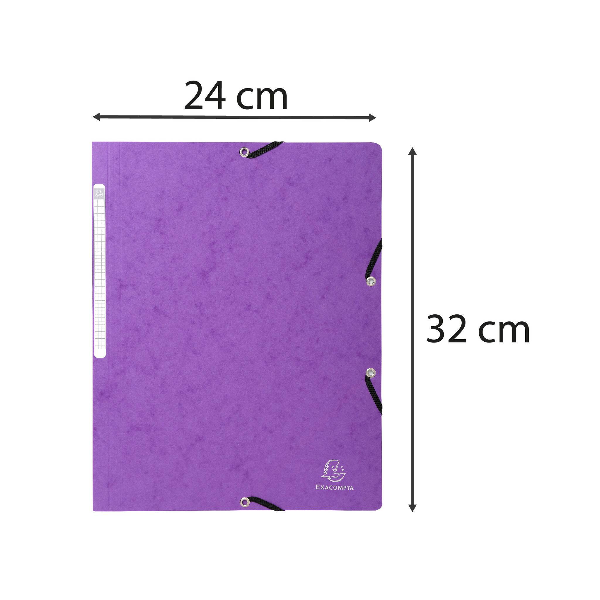 Exacompta 25x Eckspannmappe + Gummizug ohne Klappen, Karton, A4, Violett, 5568E