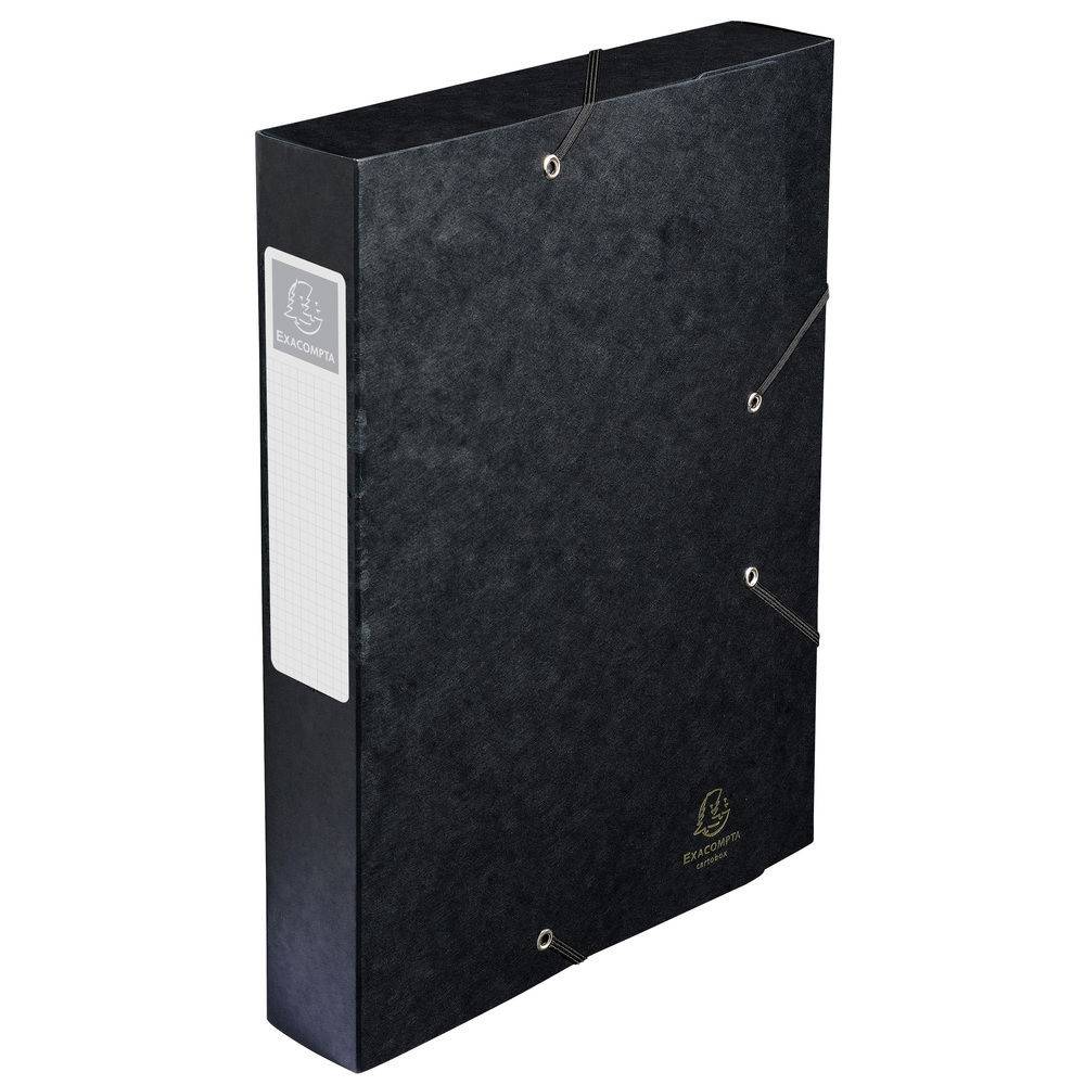 Exacompta 10x Archivbox Rücken 60mm Karton +3 Klappen Gummizug A4 Schwarz 16016H