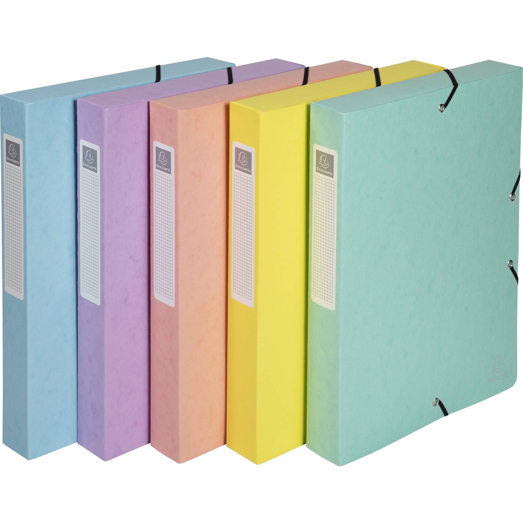 Exacompta 8x Archivbox Karton Rücken 40mm Karton Aquarel A4 sortiert 59560E