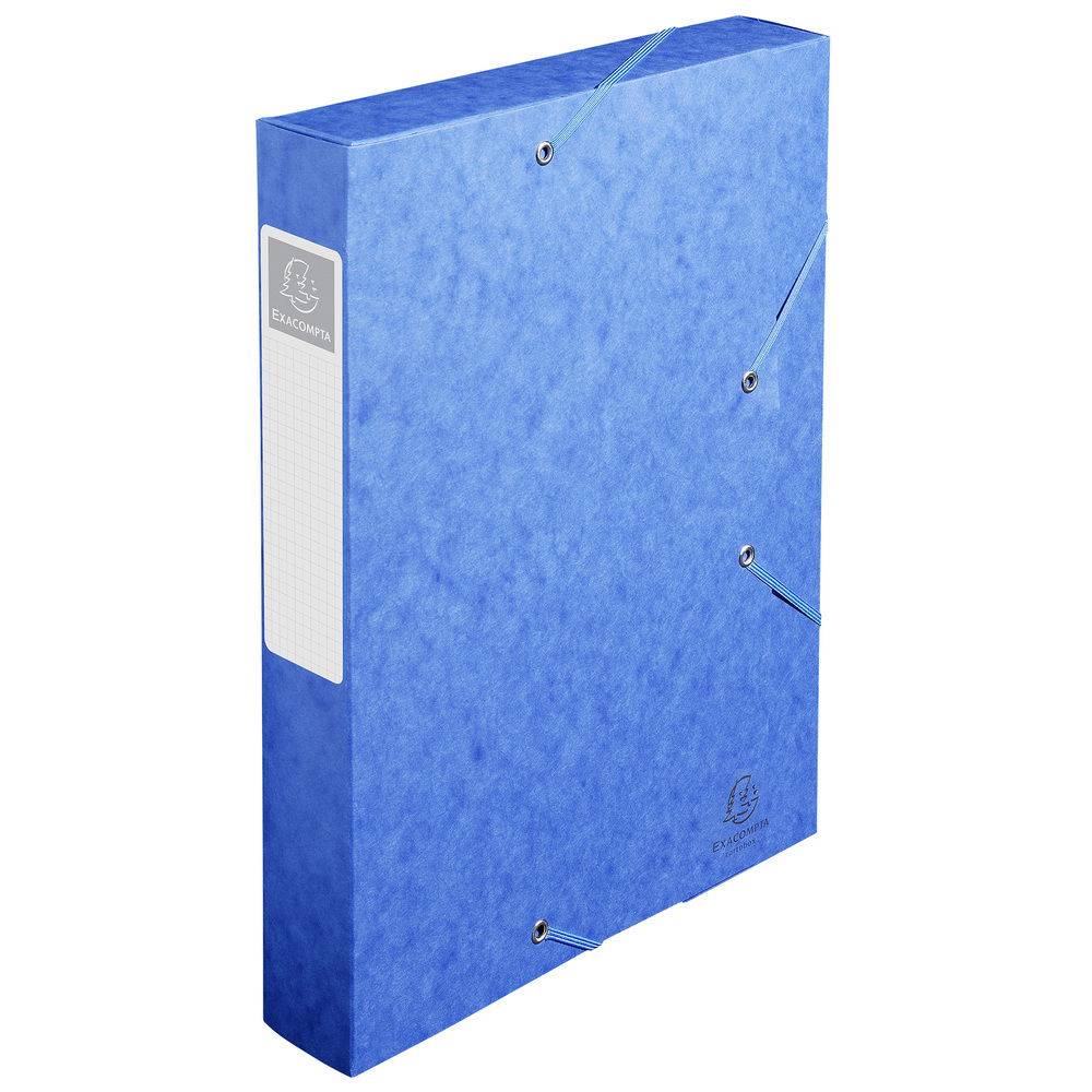 Exacompta 10x Archivbox Rücken 60mm Karton + 3 Klappen Gummizug A4 Blau 16005H