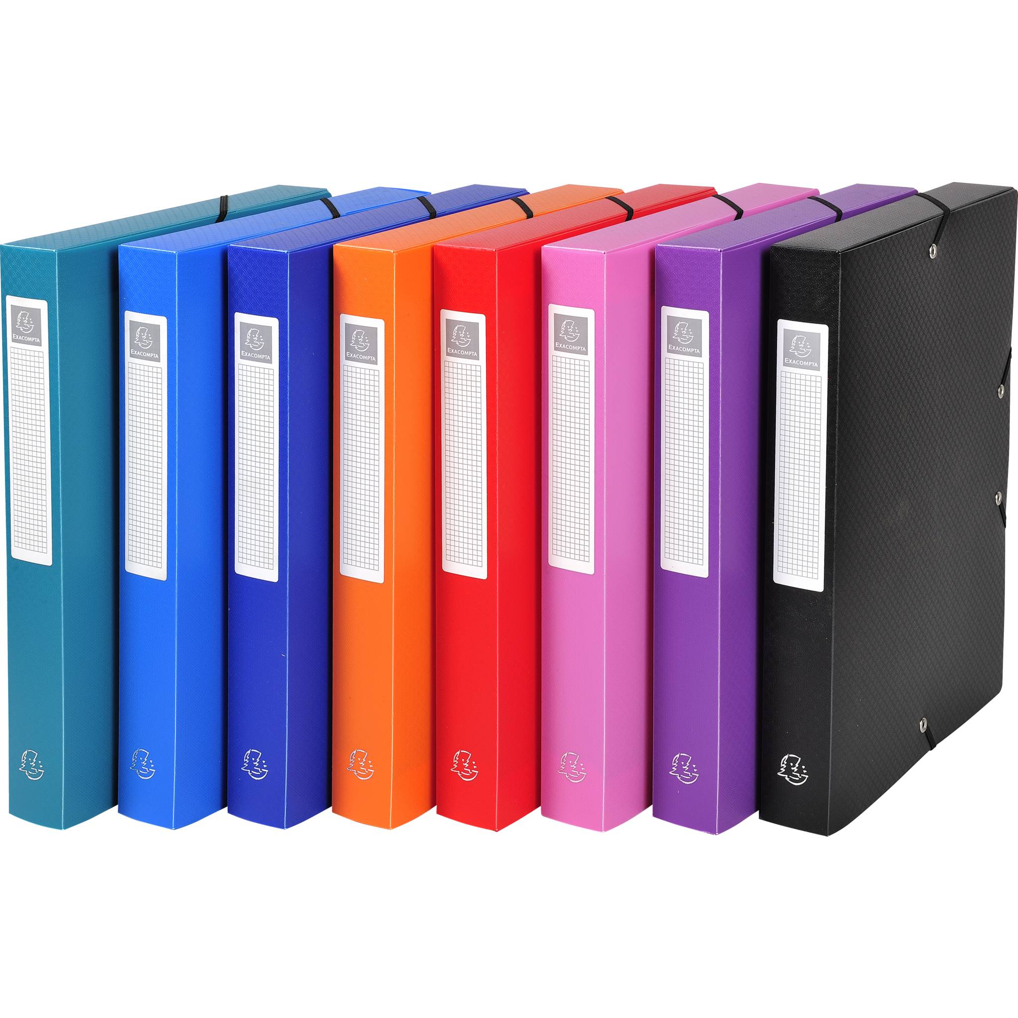 Exacompta 8x Archivbox PP 700µ blickdicht, Rücken 40mm, A4, sortiert, 5970E