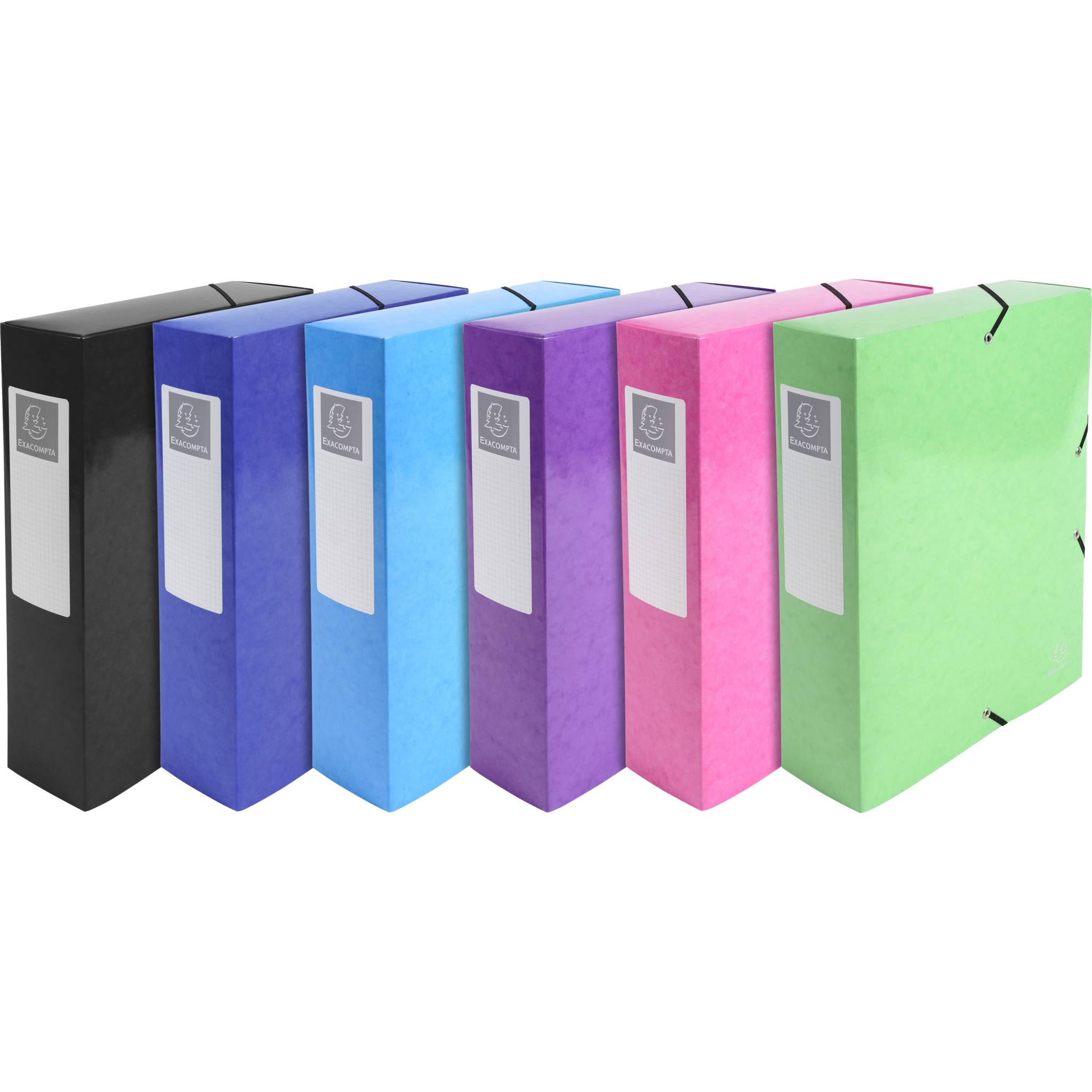 Exacompta 6x Archivbox Manilakarton Rücken 80mm +Etikett A4 sortiert 50729E