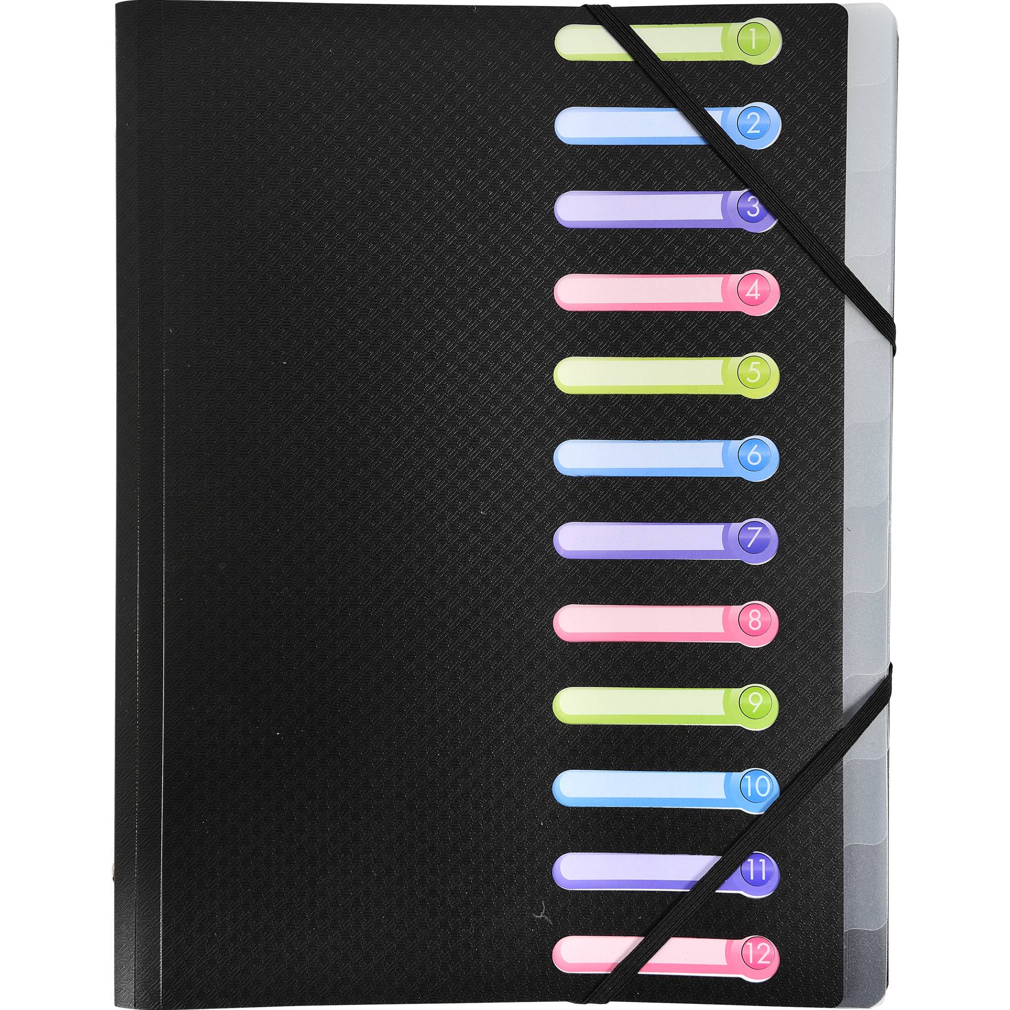 Exacompta 10x Ordnungsmappe OPAK PP + 3 Klappen, 12 Fächern, Schwarz, 55981E