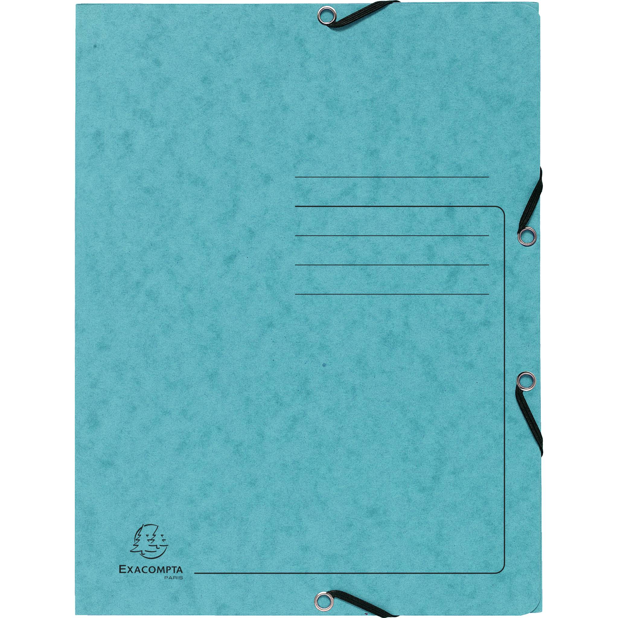 Exacompta 25x Sammelmappe + Gummizug 3 Klappen Karton 355g/m2 A4 Türkis 55422E