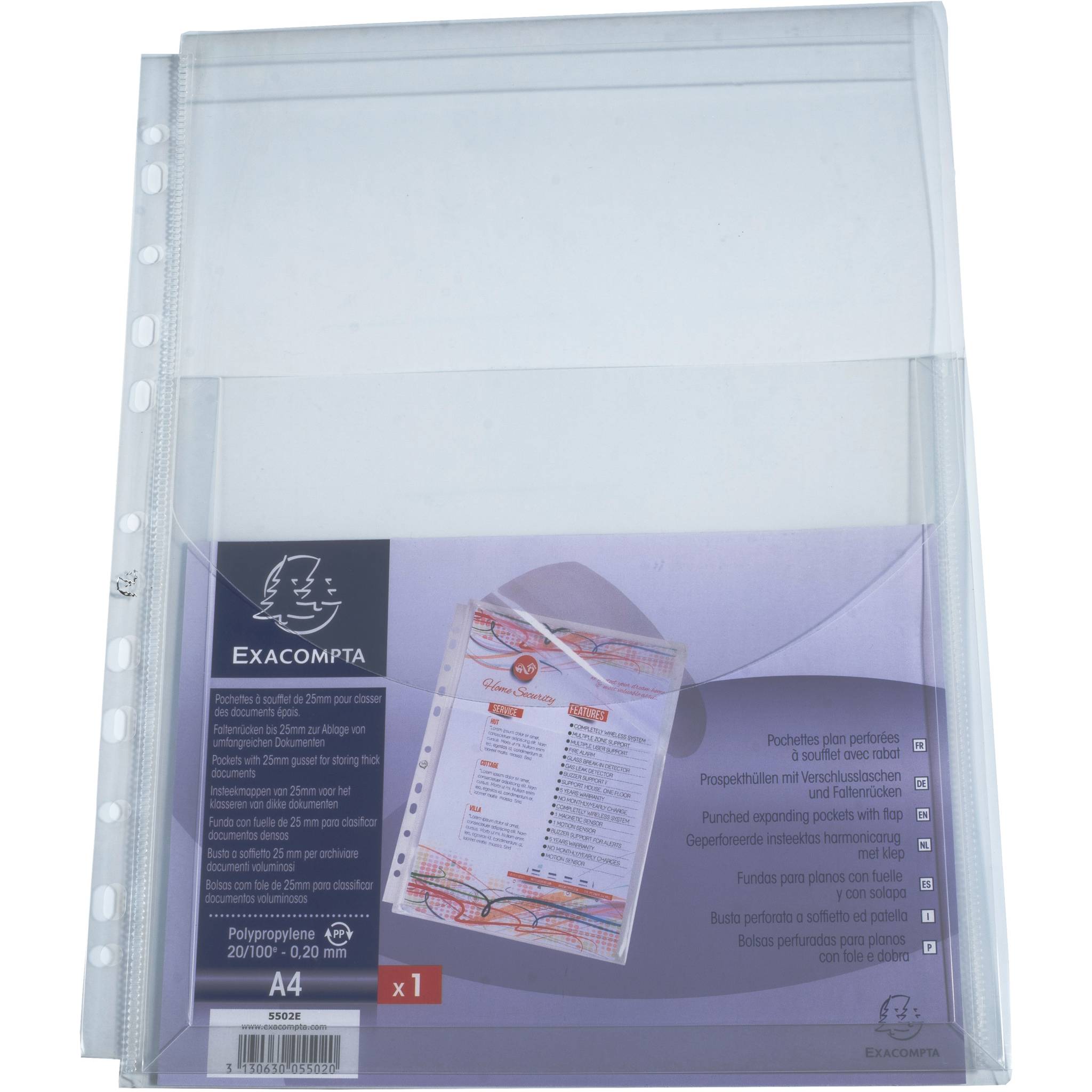 Exacompta 50x 50 Prospekthüllen gelocht PVC 140µ Mini-CDs A4 Transparent 5502E