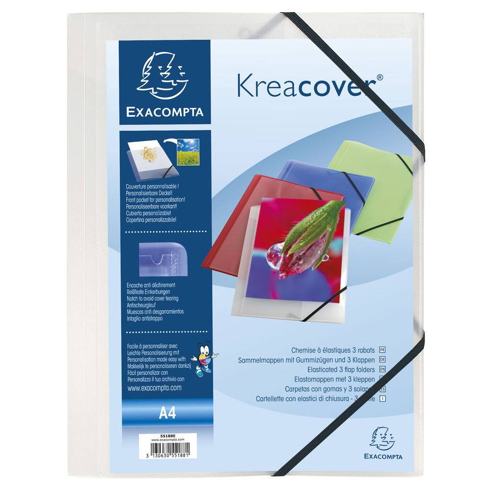 Exacompta 25x Sammelmappe A4 PP 3 Klappen + Gummizug violett sortiert 55189E