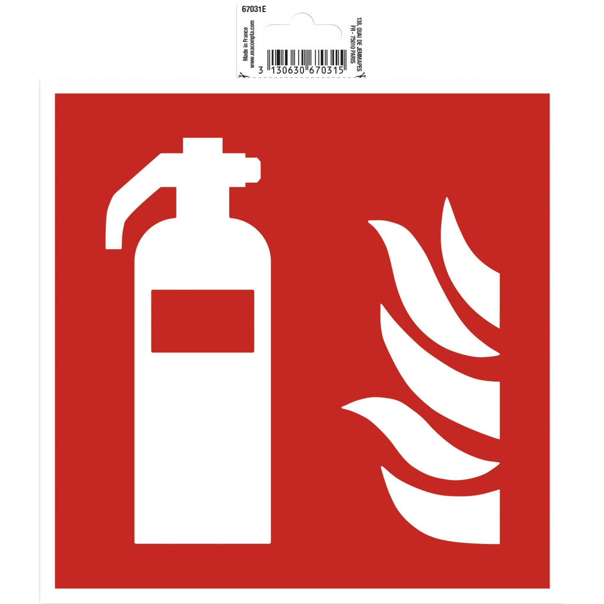 Exacompta Hinweisschild Feuerlöscher PVC selbstklebend 20x20 cm Rot 67031E