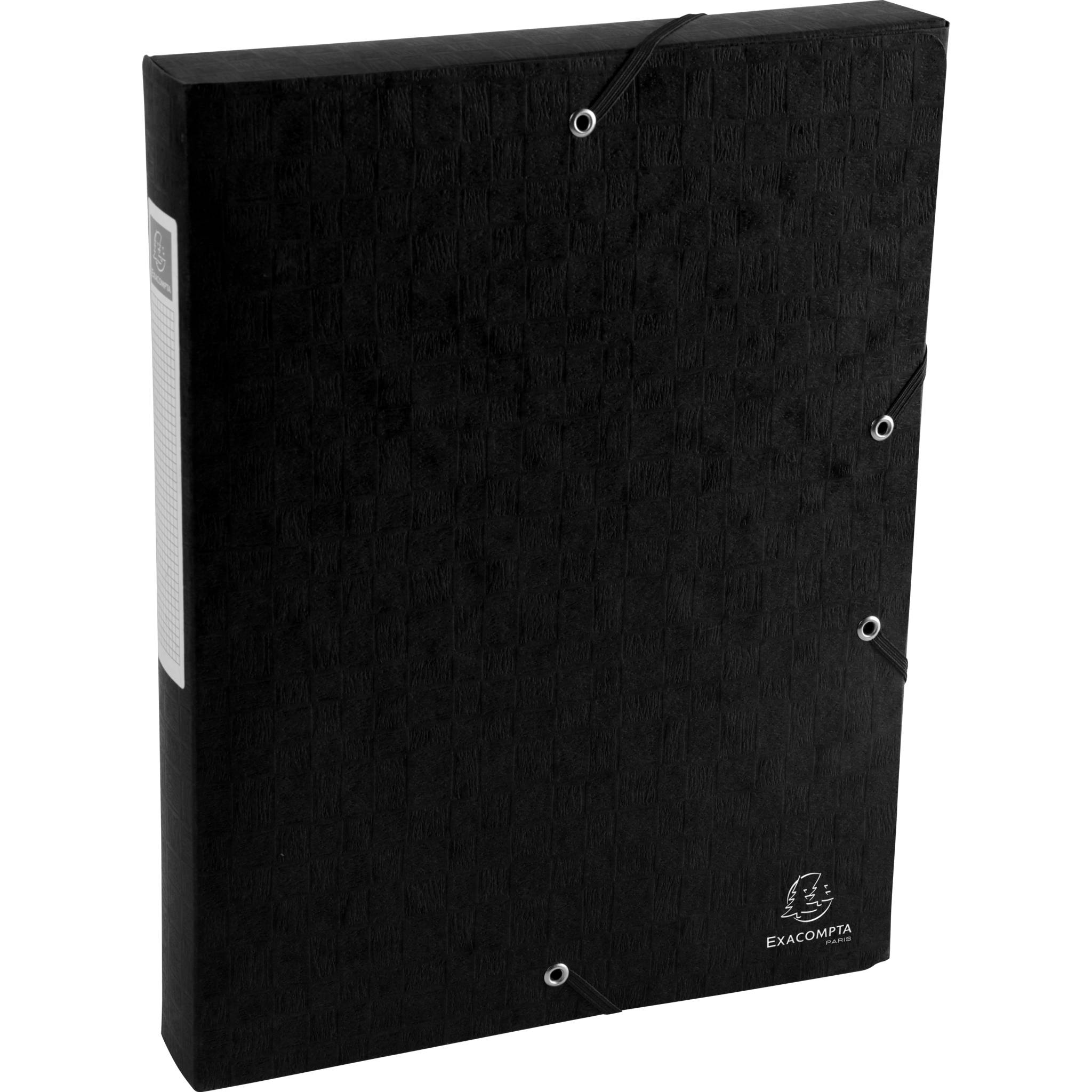 Exacompta 10x Archivboxen Rücken 40mm + Etikett Karton 600g/qm A4 Schwarz 50811E