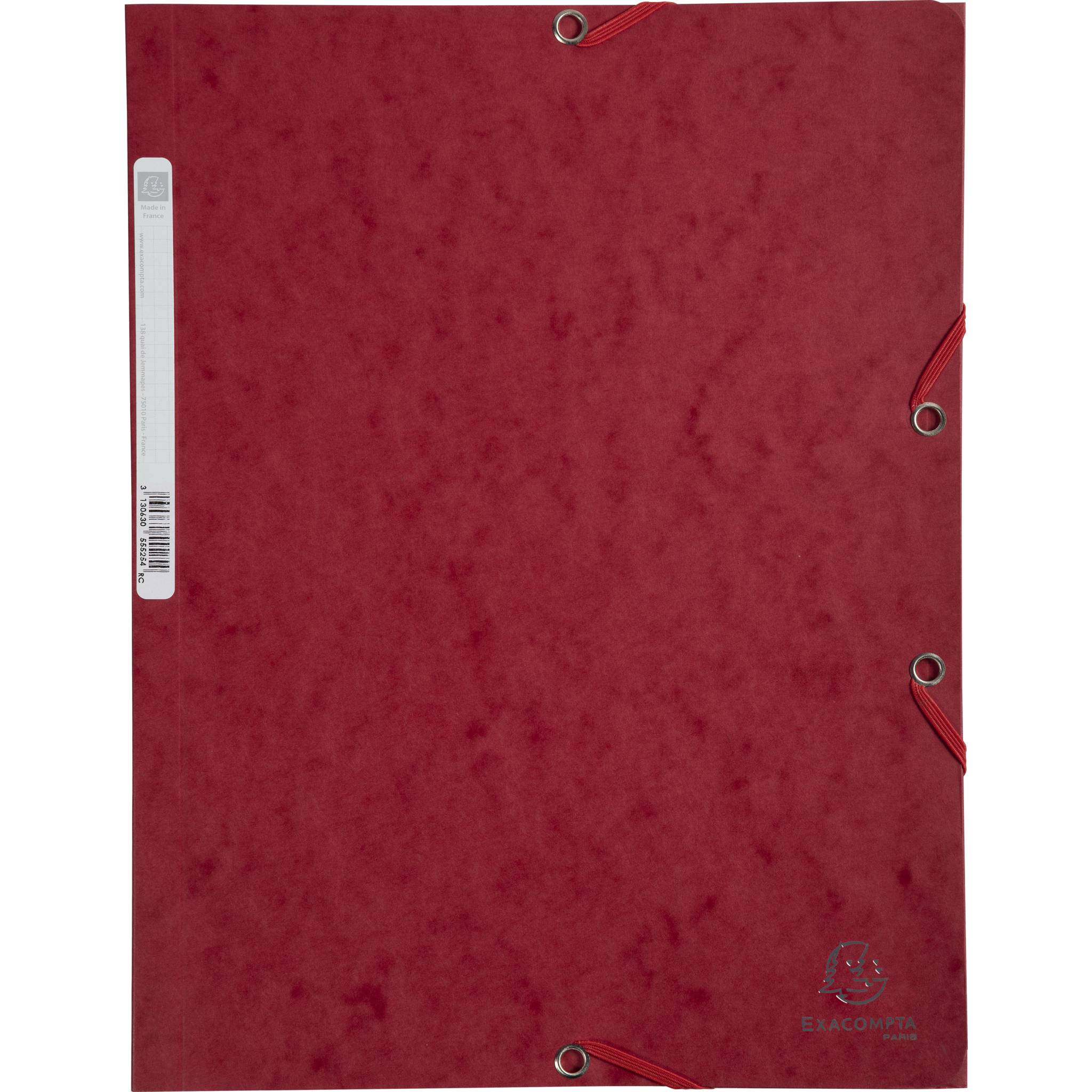 Exacompta 25x Sammelmappe + Gummizug 3 Klappen Karton 400g/m2 A4 Kirsche 55525E