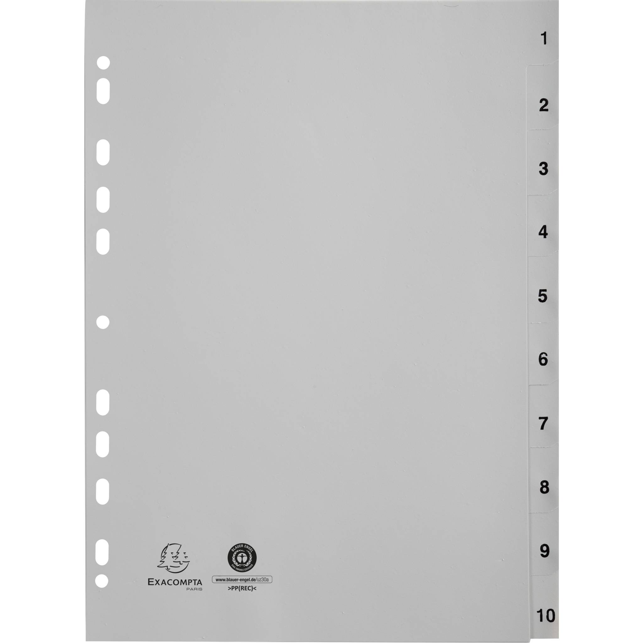Exacompta 20x Register A4 RC-PP grau 120µ Taben 1-10 10 Positionen Grau 1710E