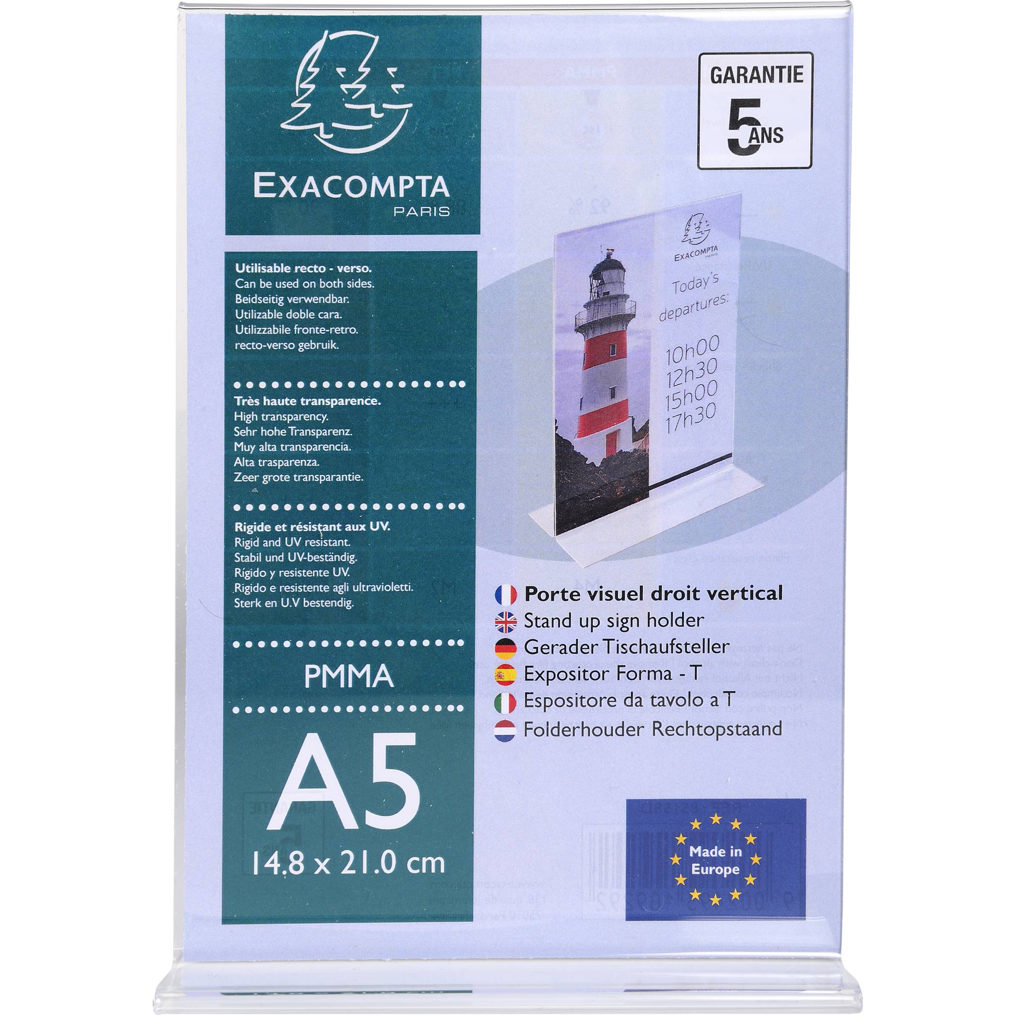 Exacompta 30x gerader Tischaufsteller A5, Hochformat, Exacryl, Kristall, 85158D