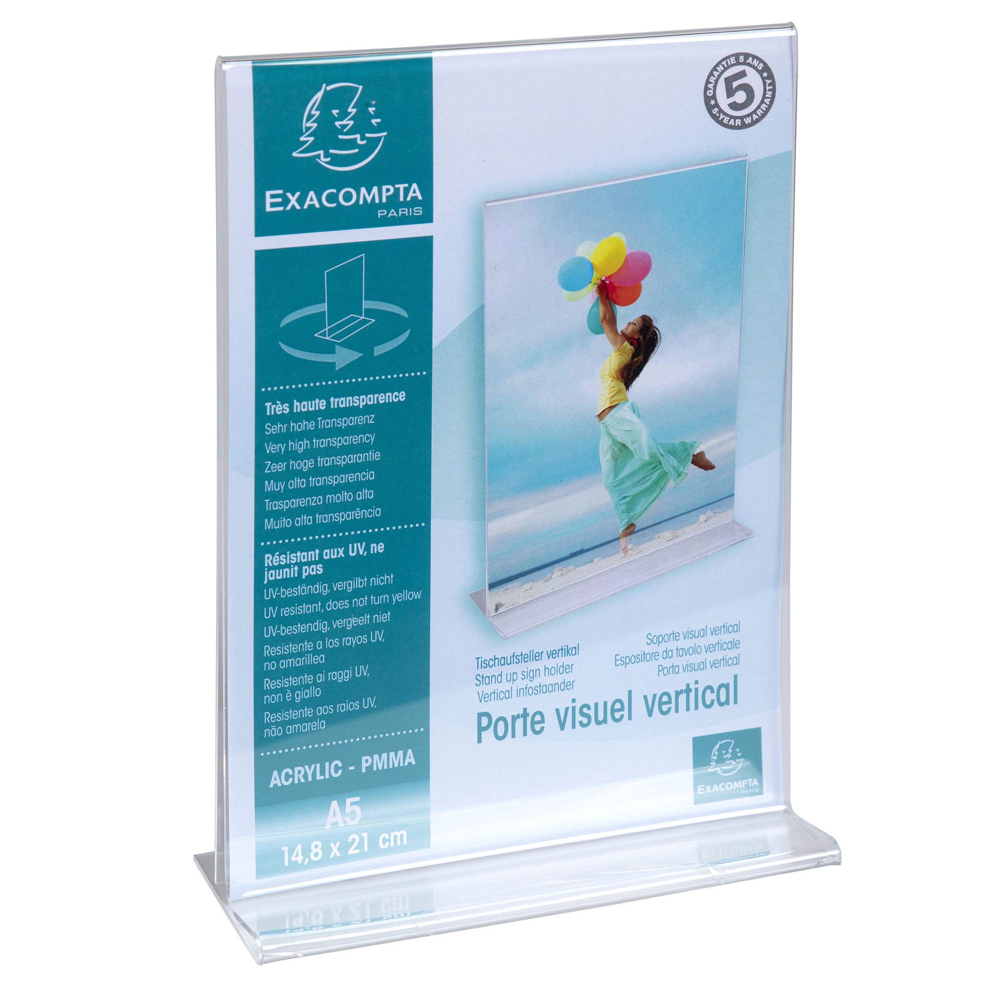 Exacompta 30x gerader Tischaufsteller A5, Hochformat, Exacryl, Kristall, 85158D