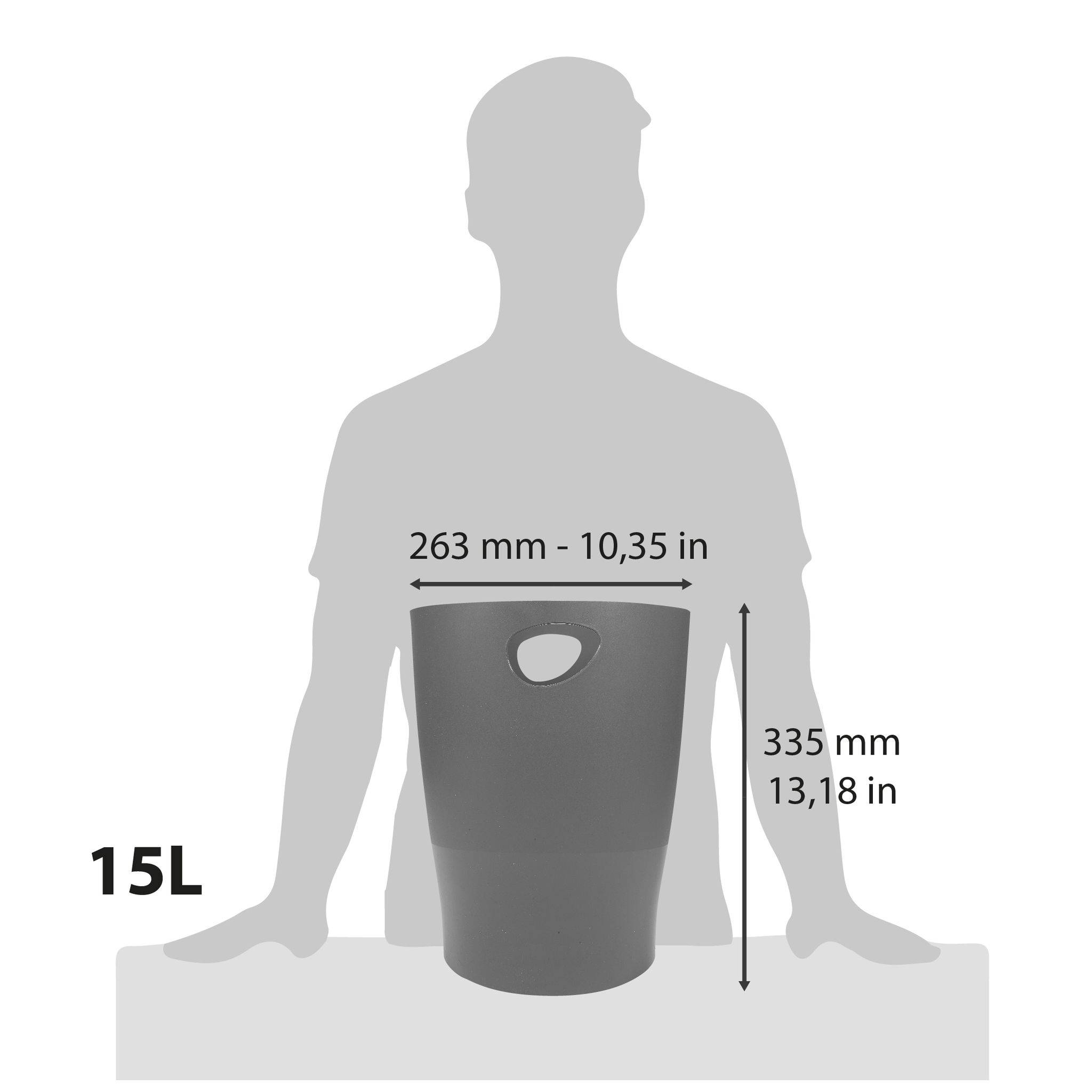 Exacompta 8x Papierkorb ECOBIN, 15 Liter, Office - Dunkelgrau - 45307D