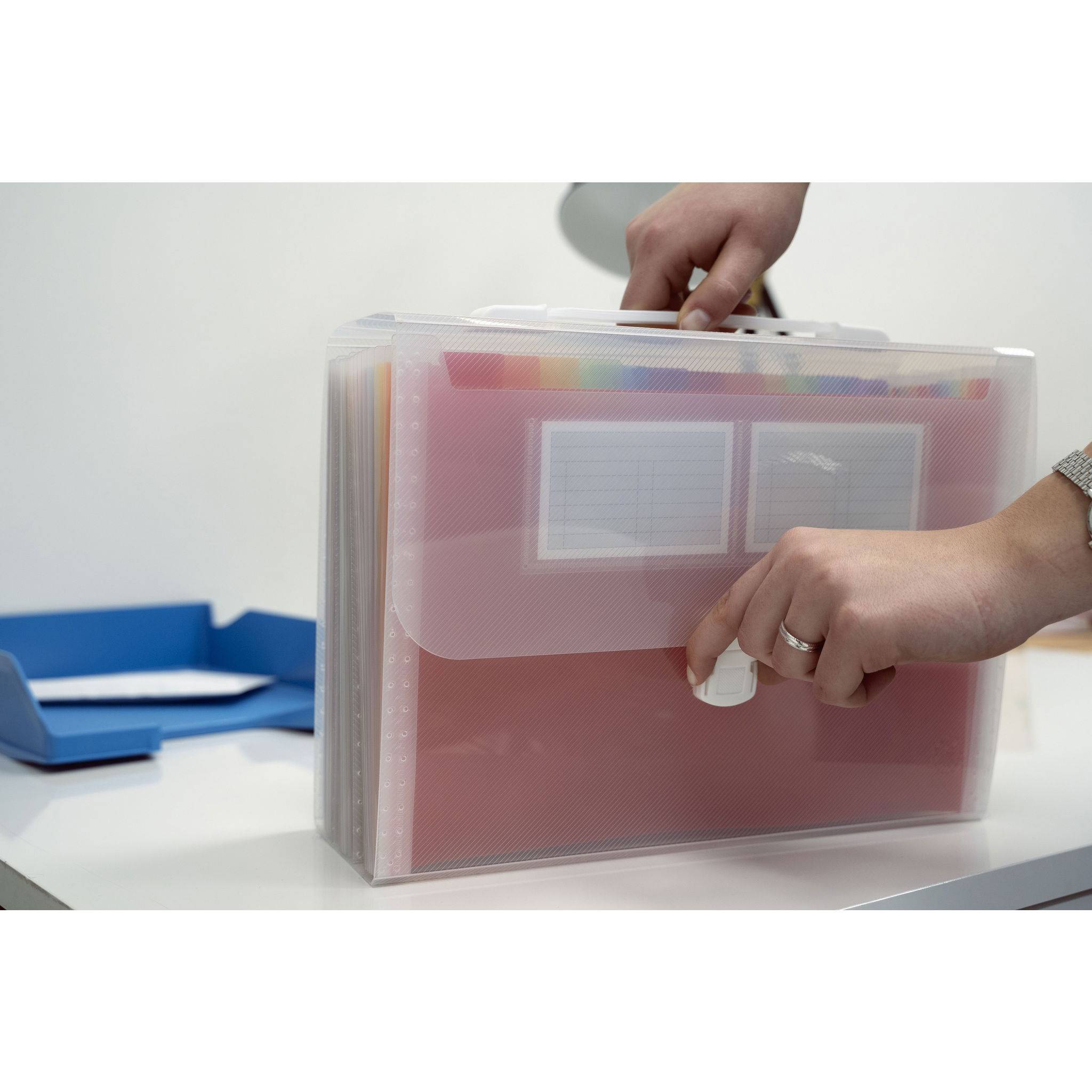 Exacompta 4x Fächermappe + Griff, 24 Fächer, für A, Crystal, Kristall, 55698E