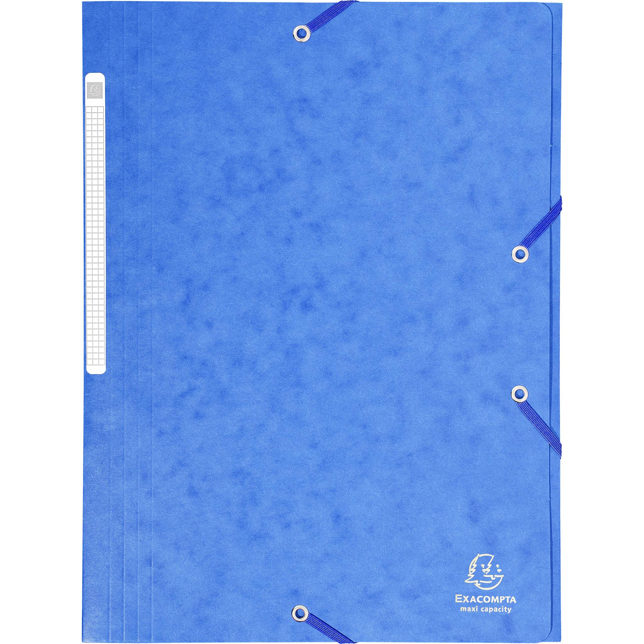 Exacompta 25x Sammelmappe + Gummizug 3 Klappen Karton 425g A4 MAXI Blau 17105H