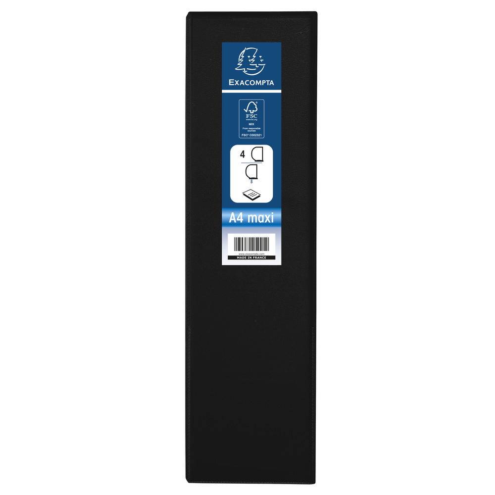 Exacompta 10x Ringbuch PP 23mm 4Ring 60mm D Rücken 90mm A4 Maxi Schwarz 51845NE