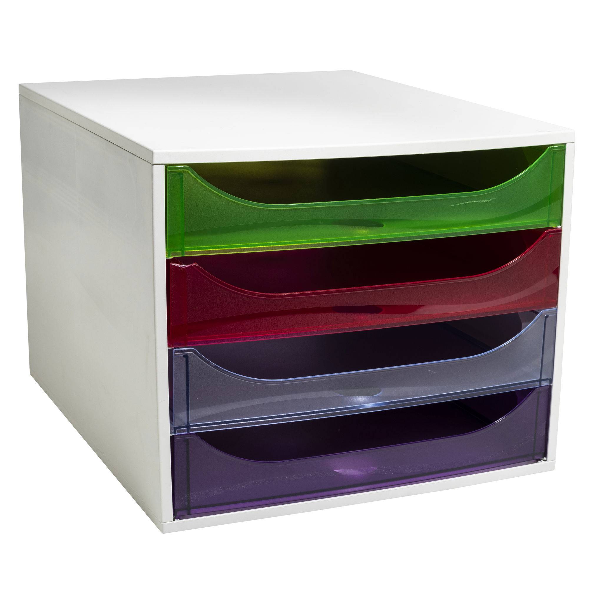 Exacompta ECOBOX Schubladenbox mit 4 Schubladen - Regenbogen - 228699D