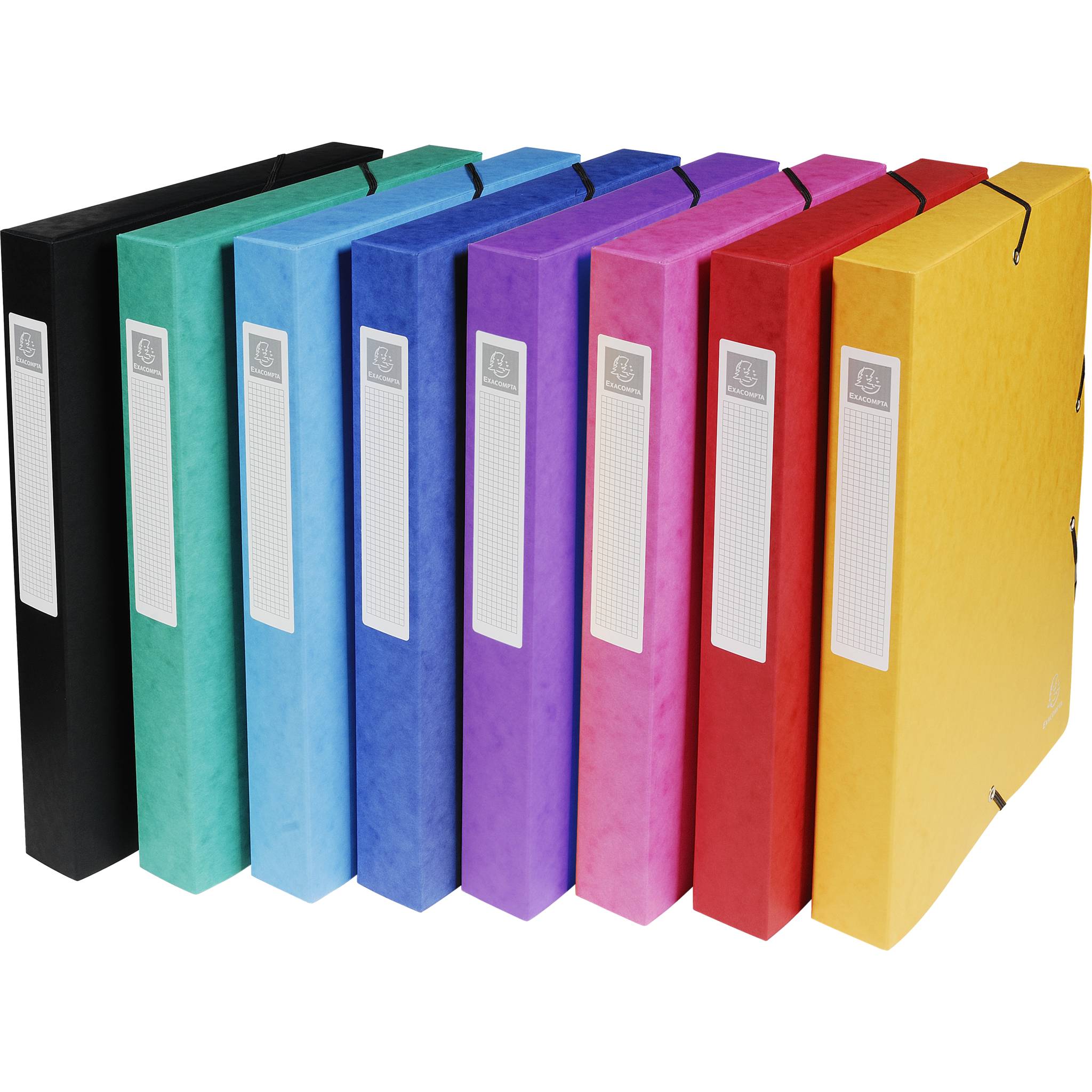 Exacompta 8x Archivbox Karton, 600g, Rücken 40mm + Etikett, A4, sortiert, 50400E