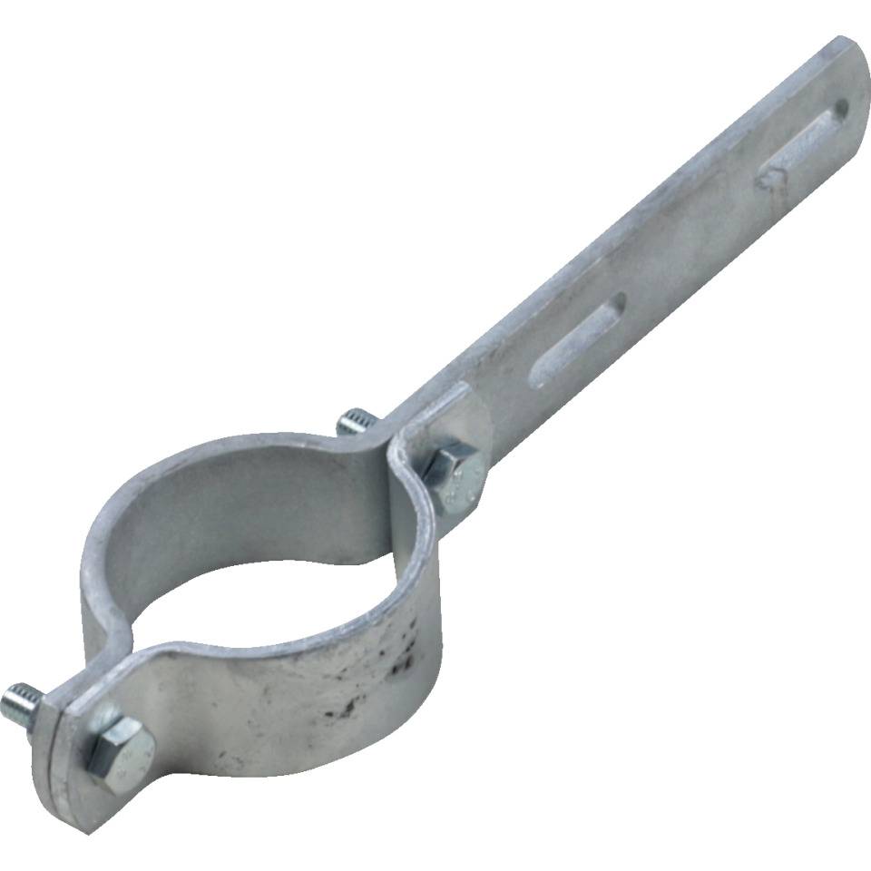 Ausleger-Rohrschelle ER 107, für Pfosten Ø 60mm, Stahl, Lochabstand 70mm, 247x30mm