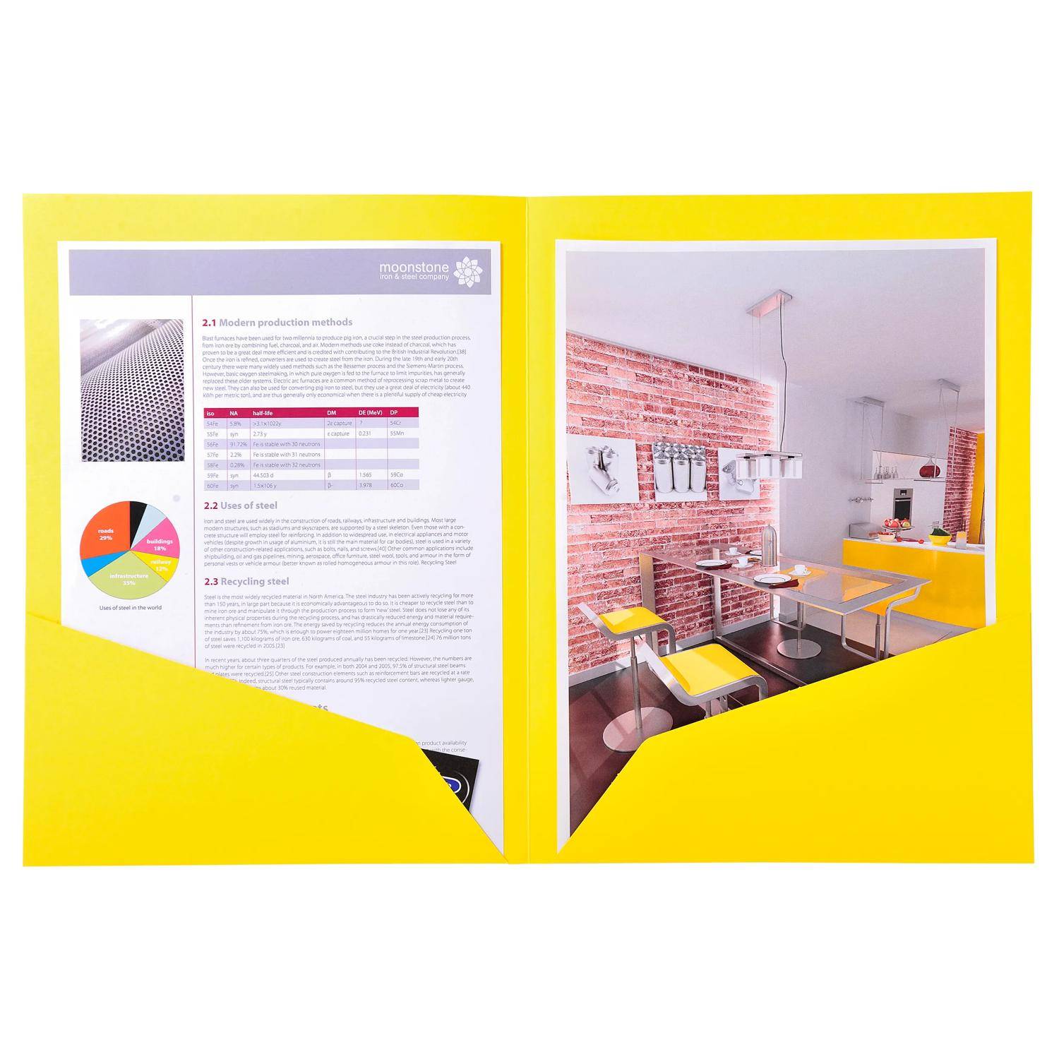 Exacompta 10x 25 Aktenmappe, 2 Innenfächer, A4 oder A3, Zitrusgelb, 415009E