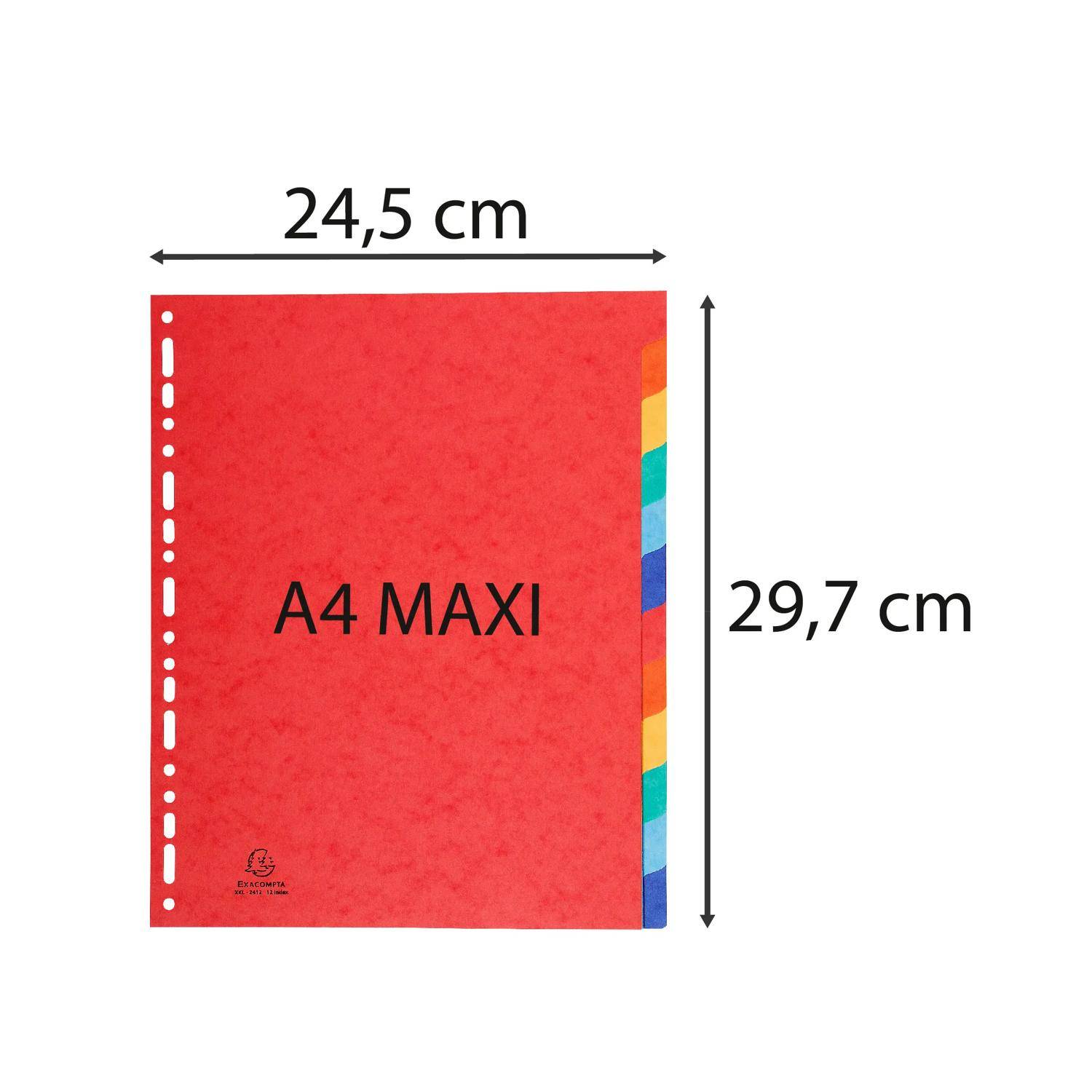Exacompta 25x Register A4 Maxi, Colorspan-Karton 225g, 12 Taben - 2412E