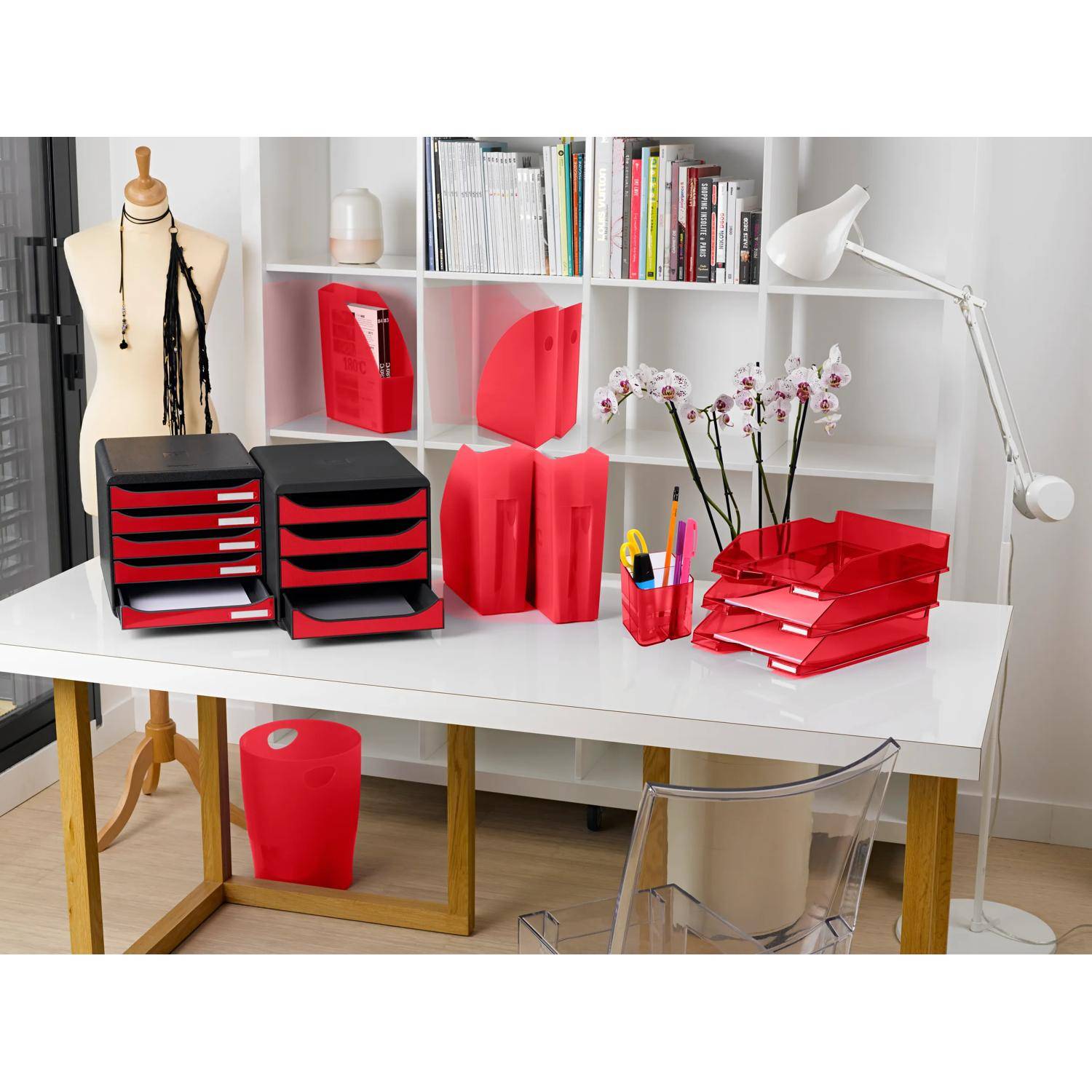 Exacompta Schubladenbox Big Box Plus 5 offene Schubladen rot glossy 3097218D