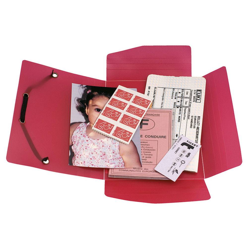 Exacompta 25x Sammelmappe + 3 Klappen, Gummizug PP , 12x16cm, sortiert, 50889E