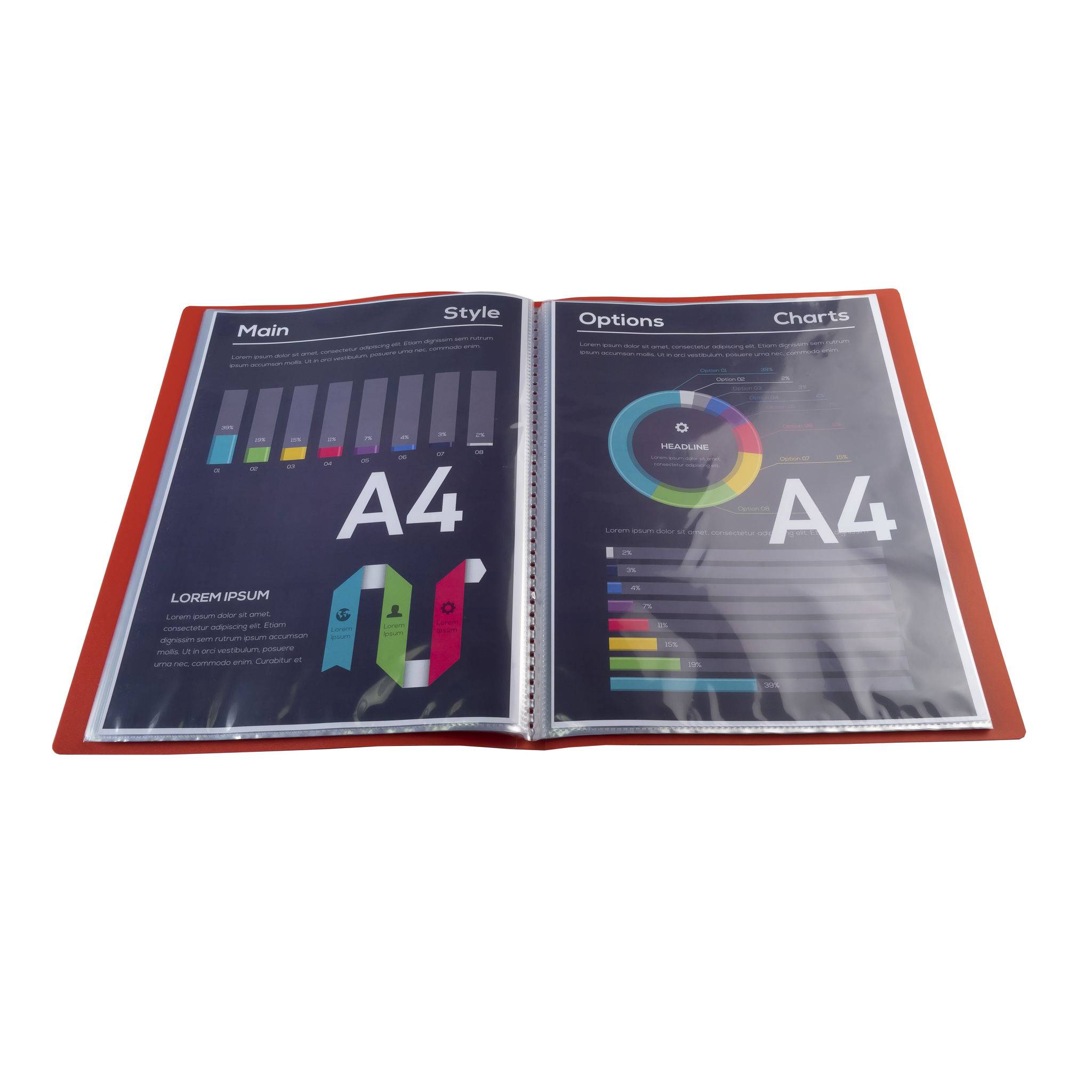 Exacompta 10x Sichtmappe PP 500µ + 50 glatten Hüllen transluzent A4 Rot 8855E