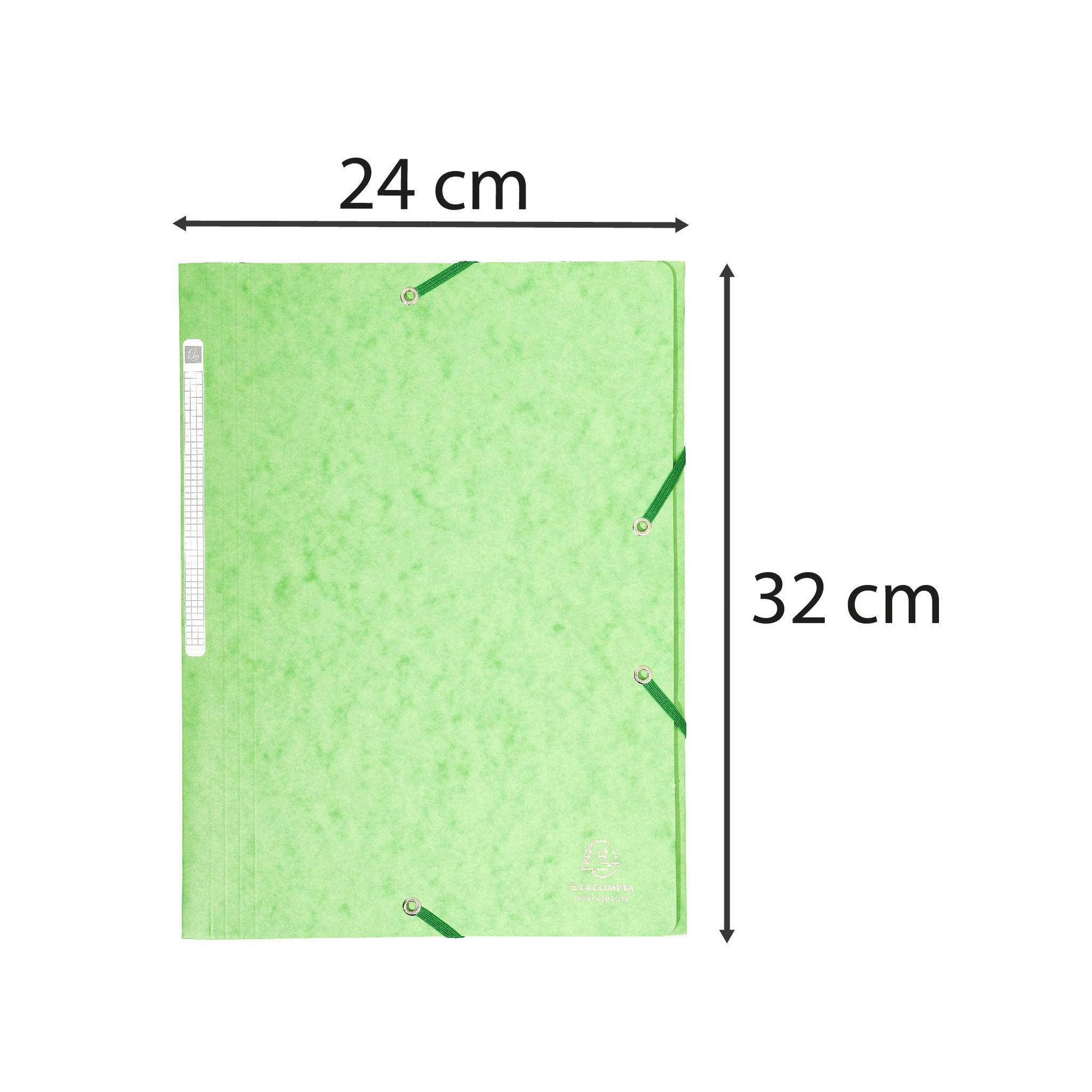 Exacompta 25x Sammelmappe +Gummizug 3 Klappen Karton A4 MAXI Lindgrün 17122H